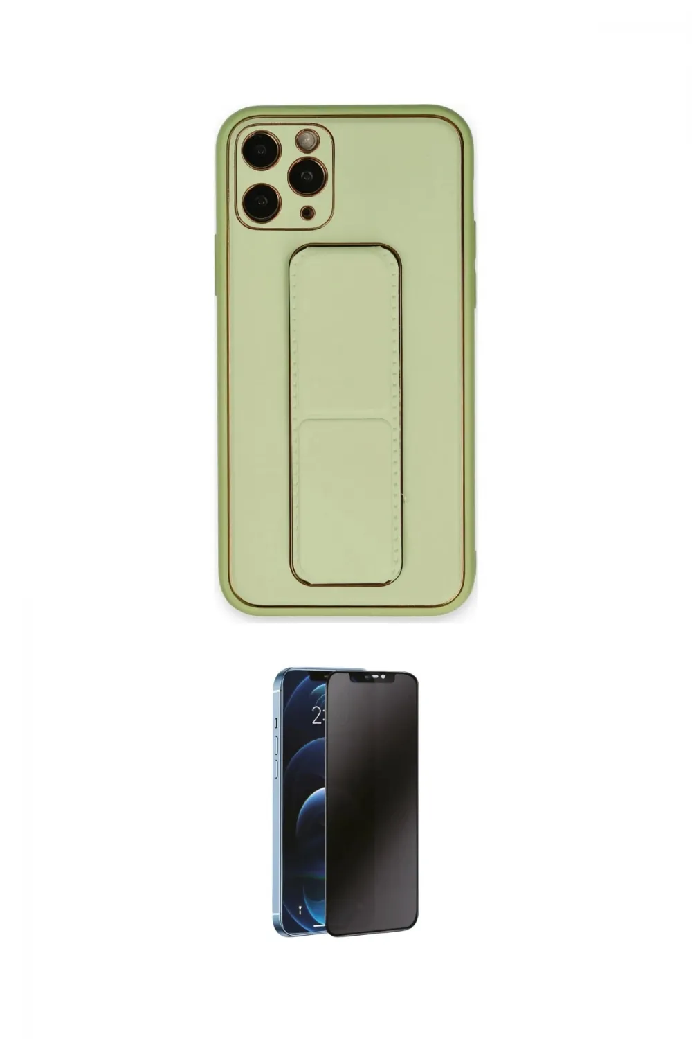ieg™ iPhone 11 Pro Max Kılıf Akış Doku - Siyah 3D Antistatik Hayalet Cam Ekran Koruyucu
