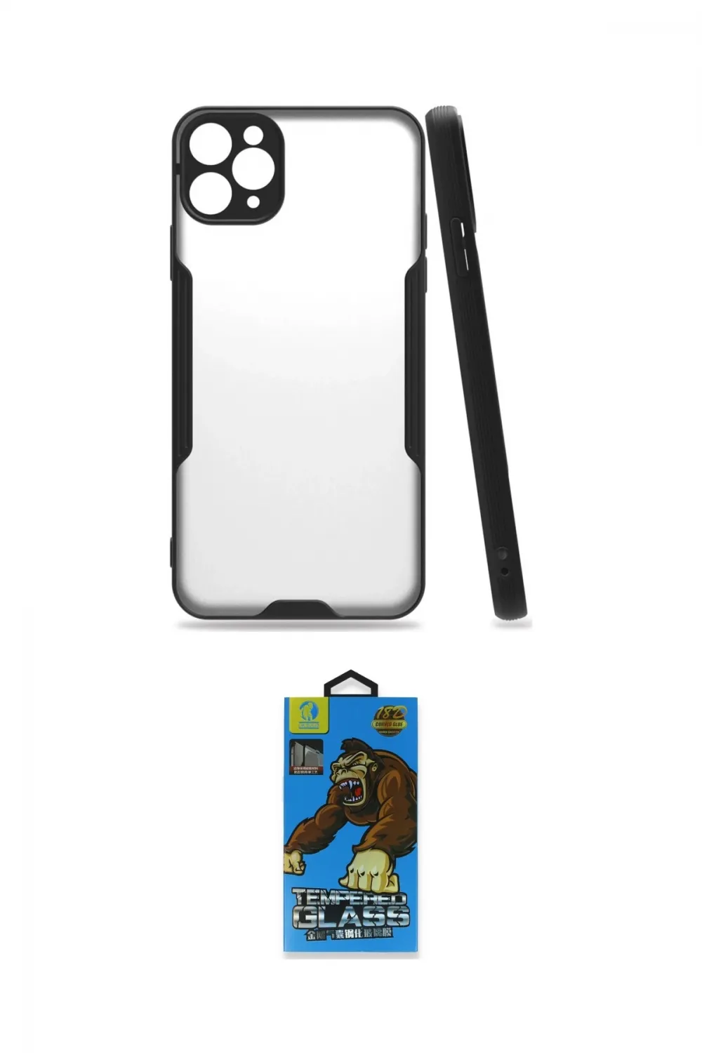 ieg™ iPhone 11 Pro Max Kılıf Atlas Asil Serisi - Siyah 18D Cam Ekran Koruyucu