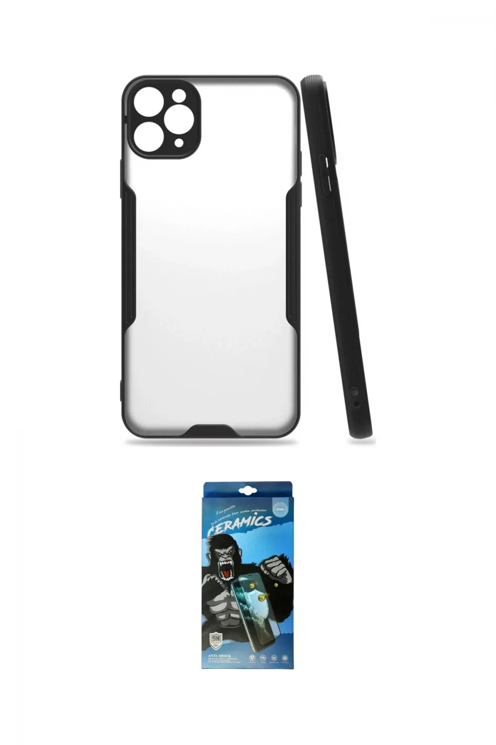 ieg™ iPhone 11 Pro Max Kılıf Atlas Asil Serisi - Siyah 34D Izgaralı Cam