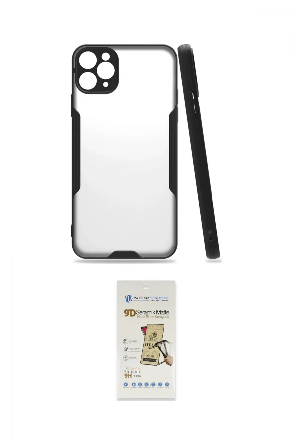 ieg™ iPhone 11 Pro Max Kılıf Atlas Asil Serisi - Siyah Mat Seramik Nano Ekran Koruyucu