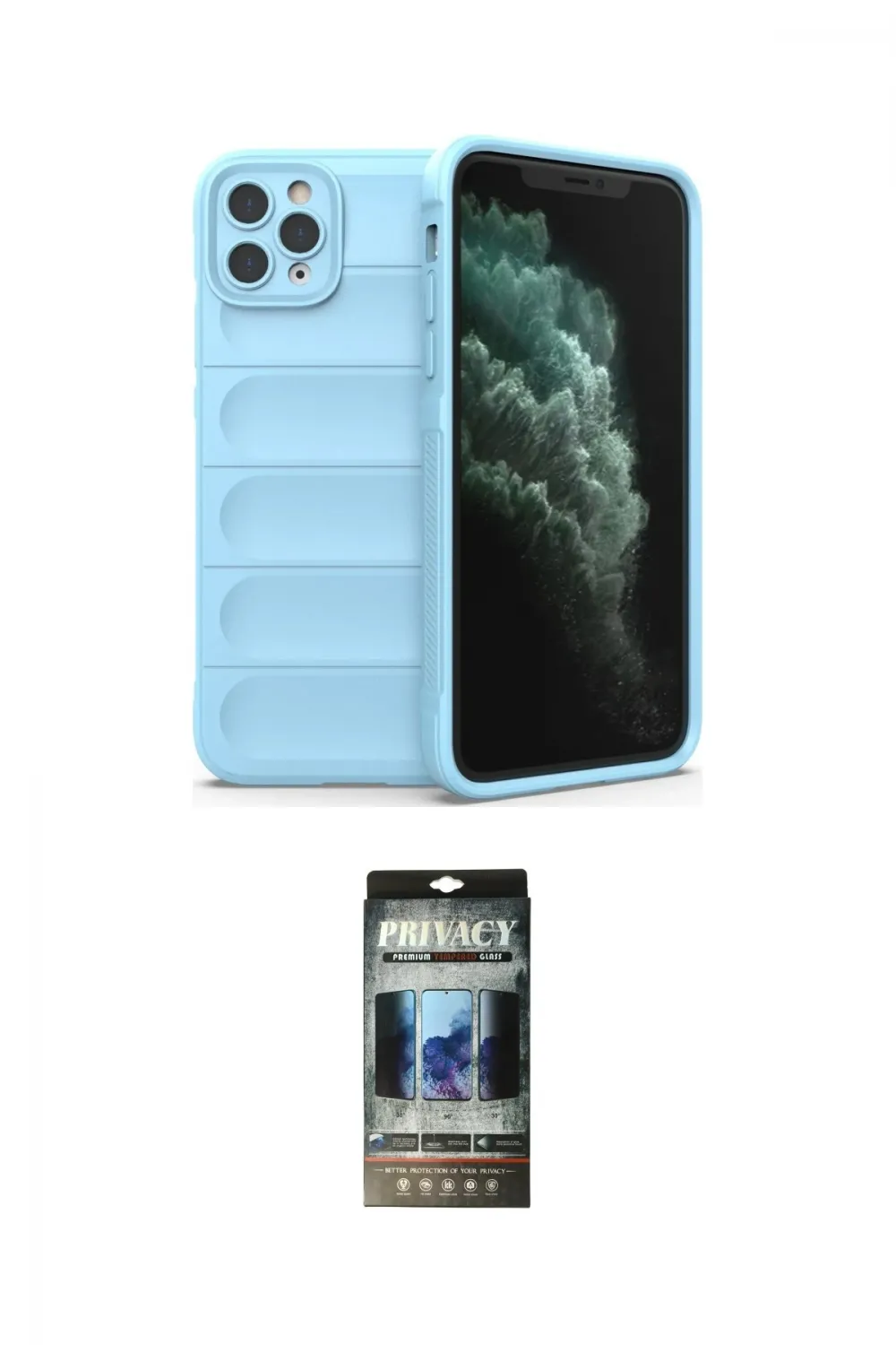 ieg™ iPhone 11 Pro Max Kılıf Atlas Koleksiyonu - Siyah 34D Hayalet Izgaralı Cam