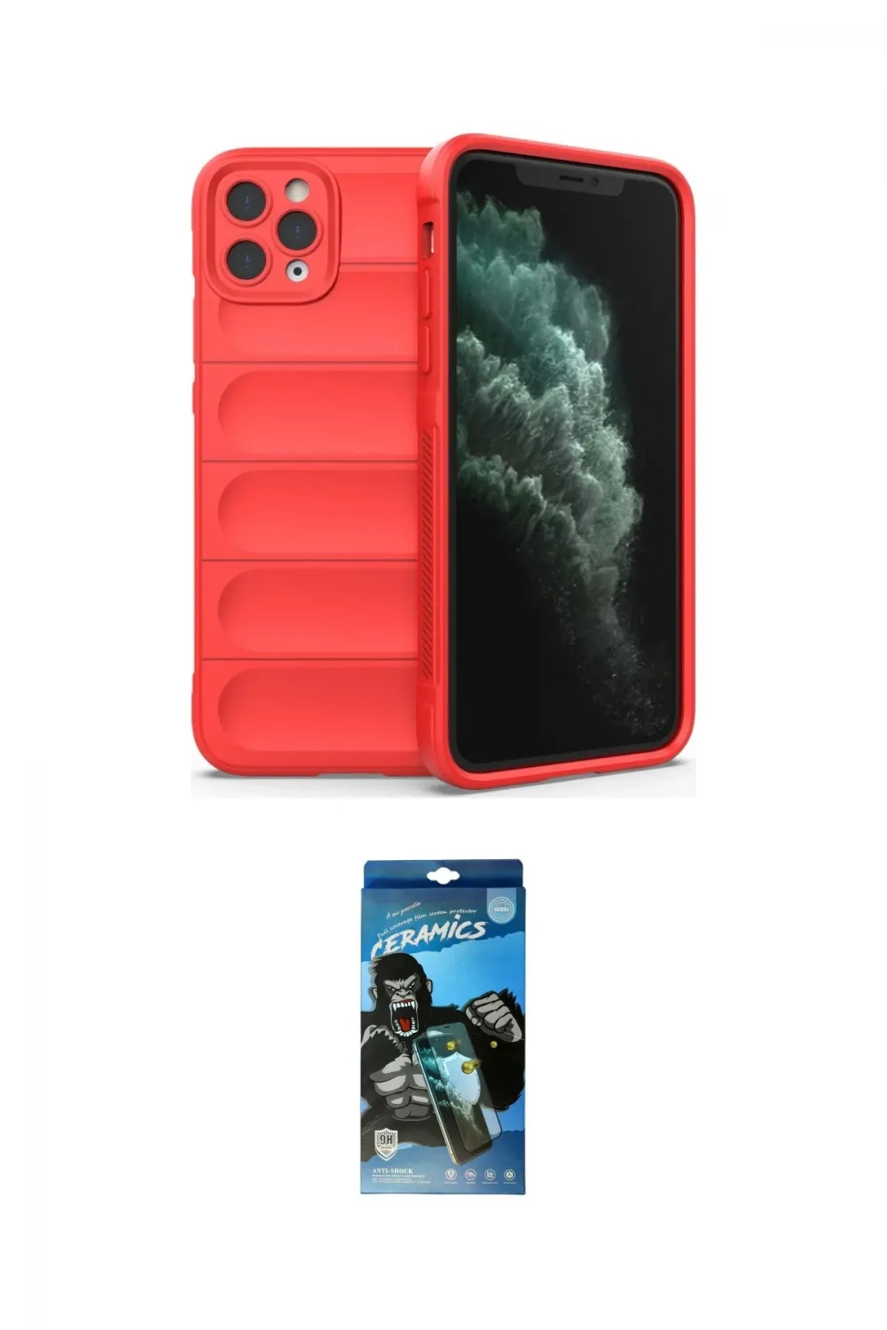 ieg™ iPhone 11 Pro Max Kılıf Atlas Koleksiyonu - Siyah 34D Izgaralı Cam