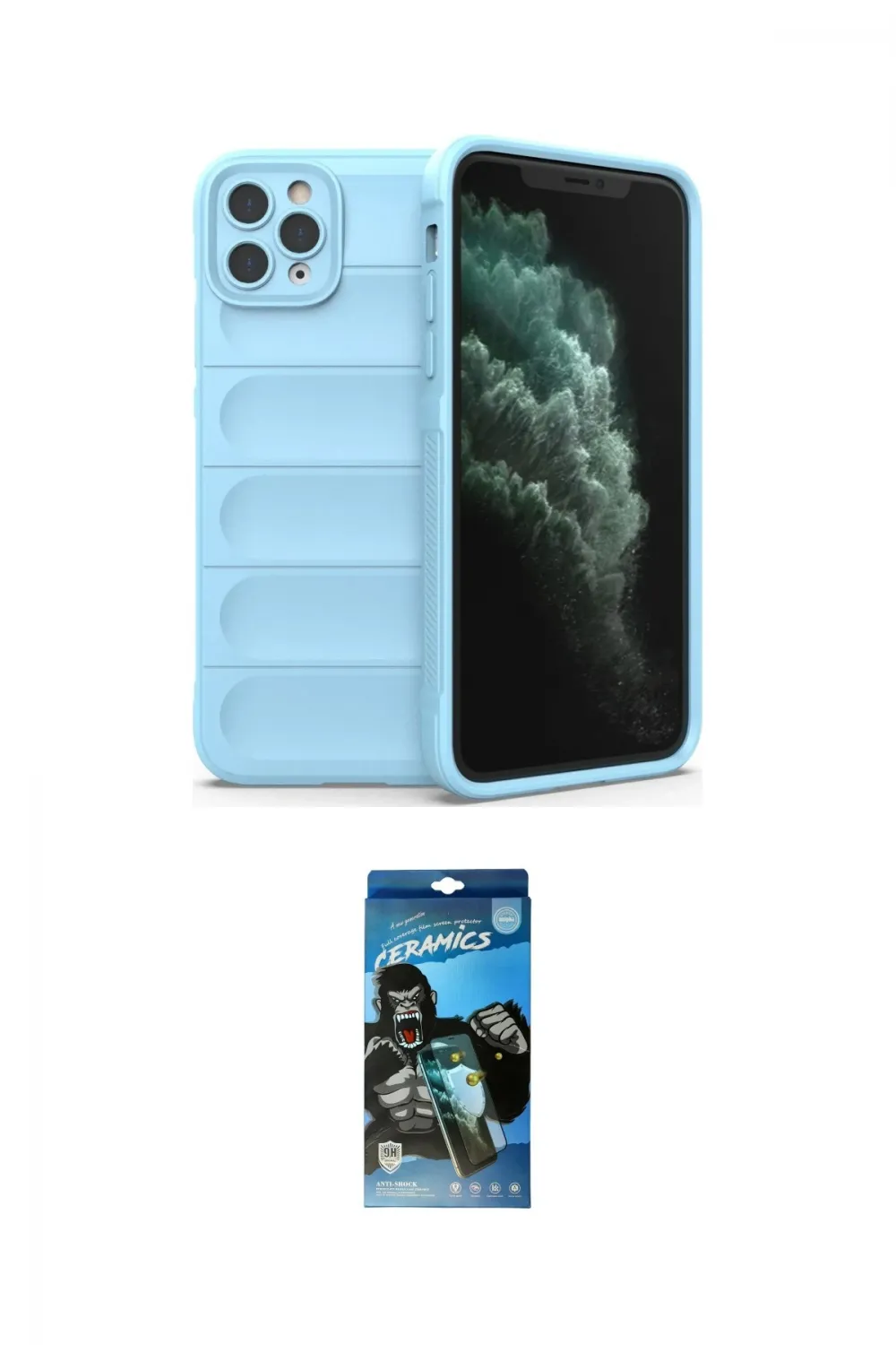 ieg™ iPhone 11 Pro Max Kılıf Atlas Koleksiyonu - Siyah 34D Izgaralı Cam