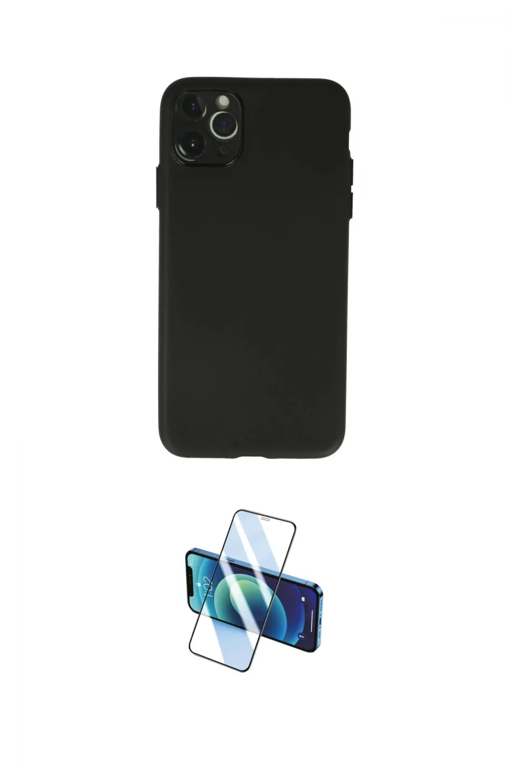 ieg™ iPhone 11 Pro Max Kılıf Atlas Minimal Prime - Siyah 3D Antistatik Cam Ekran Koruyucu
