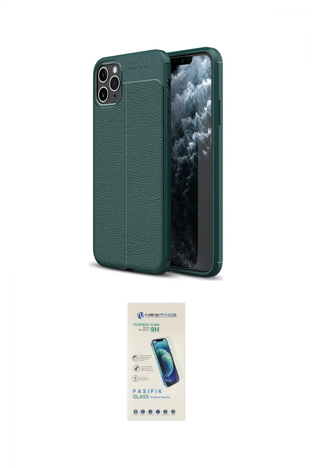 ieg™ iPhone 11 Pro Max Kılıf Doruk Klasik Özel Seri - Şeffaf Pasifik Cam Ekran Koruyucu