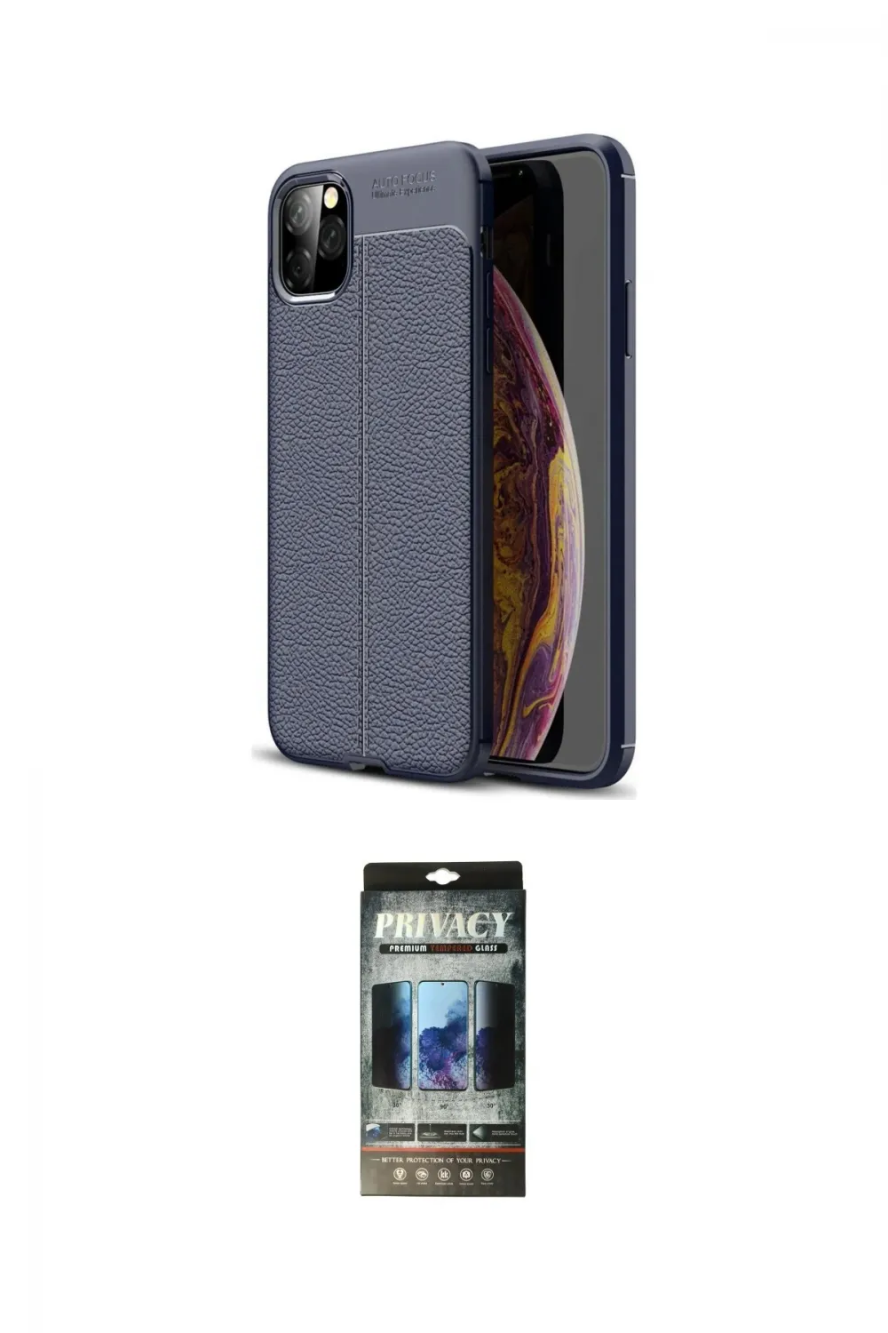 ieg™ iPhone 11 Pro Max Kılıf Doruk Klasik Özel Seri - Siyah 34D Hayalet Izgaralı Cam