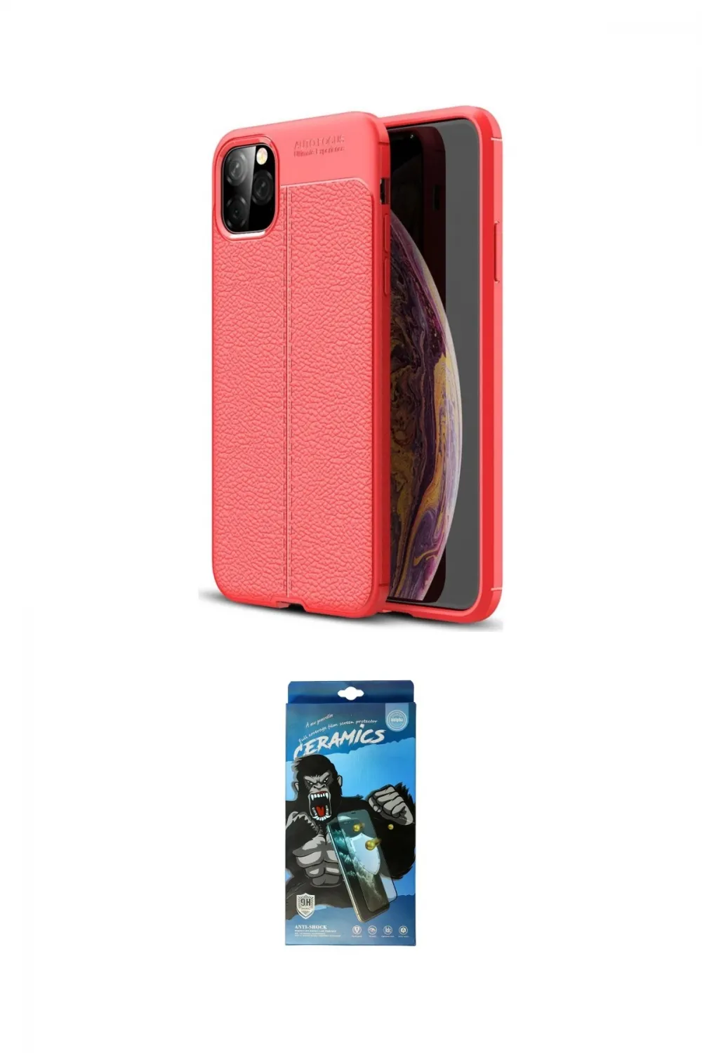 ieg™ iPhone 11 Pro Max Kılıf Doruk Klasik Özel Seri - Siyah 34D Izgaralı Cam