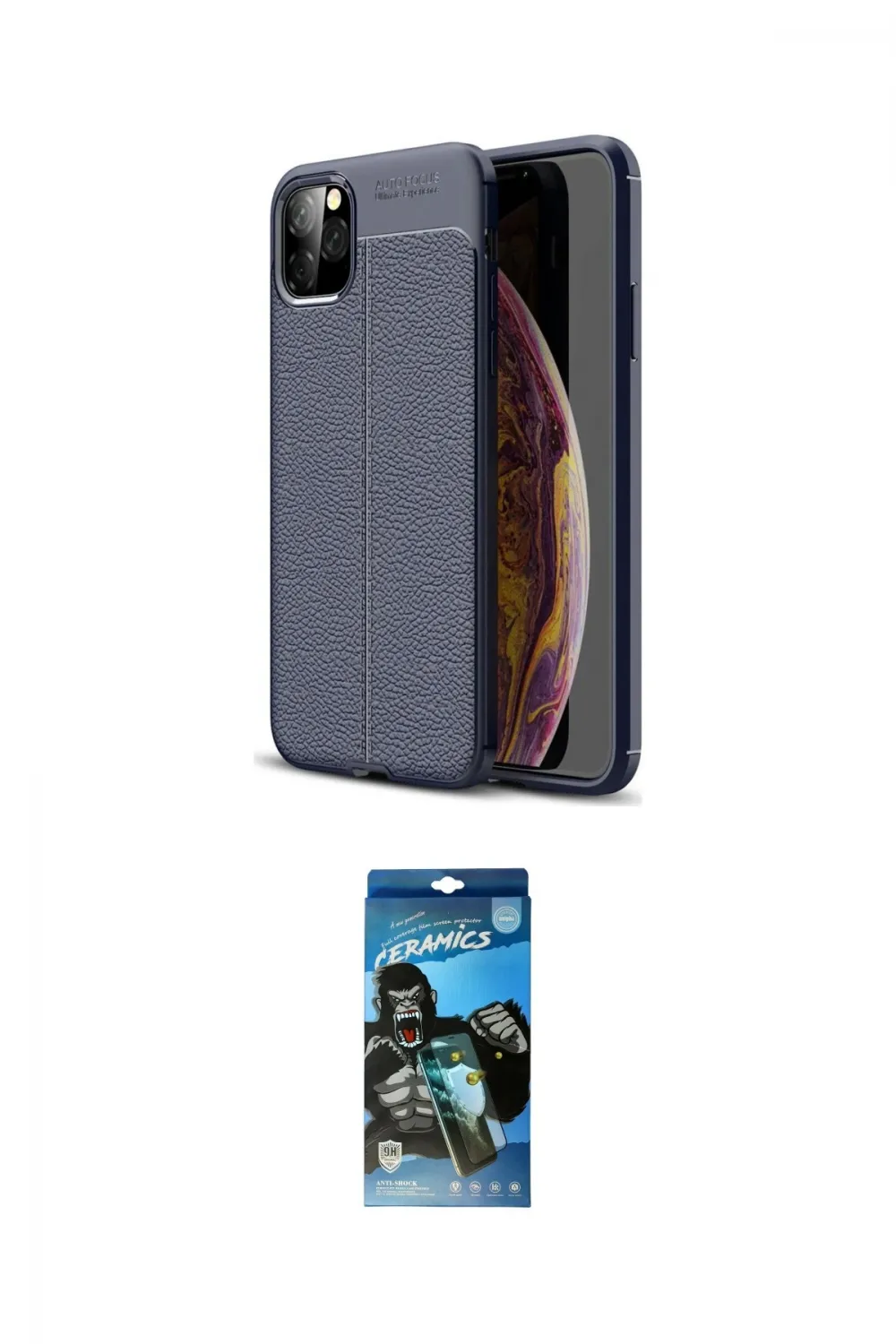 ieg™ iPhone 11 Pro Max Kılıf Doruk Klasik Özel Seri - Siyah 34D Izgaralı Cam