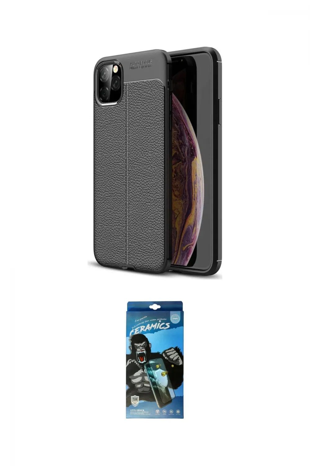 ieg™ iPhone 11 Pro Max Kılıf Doruk Klasik Özel Seri - Siyah 34D Izgaralı Cam
