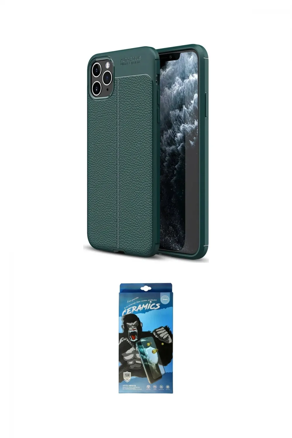 ieg™ iPhone 11 Pro Max Kılıf Doruk Klasik Özel Seri - Siyah 34D Izgaralı Cam