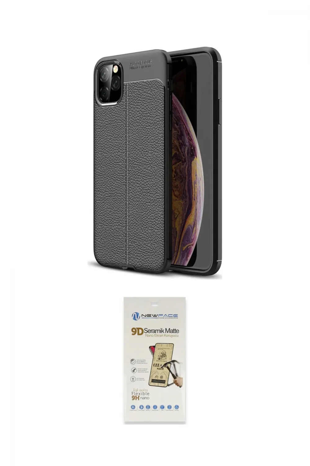 ieg™ iPhone 11 Pro Max Kılıf Doruk Klasik Özel Seri - Siyah Mat Seramik Nano Ekran Koruyucu