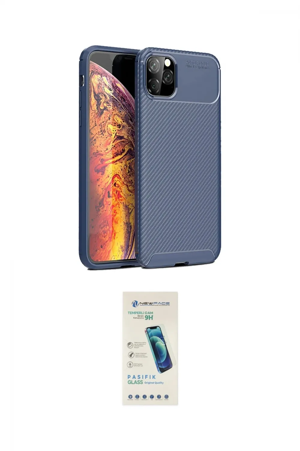 ieg™ iPhone 11 Pro Max Kılıf Eksen Form Prime - Şeffaf Pasifik Cam Ekran Koruyucu