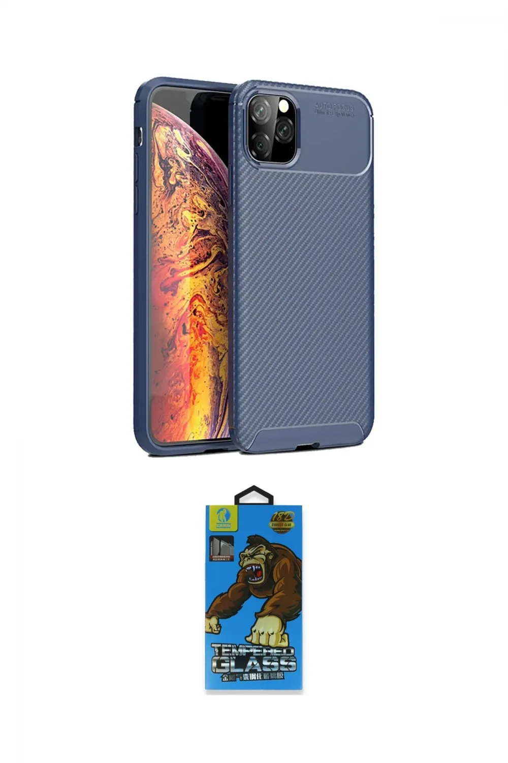 ieg™ iPhone 11 Pro Max Kılıf Eksen Form Prime - Siyah 18D Cam Ekran Koruyucu