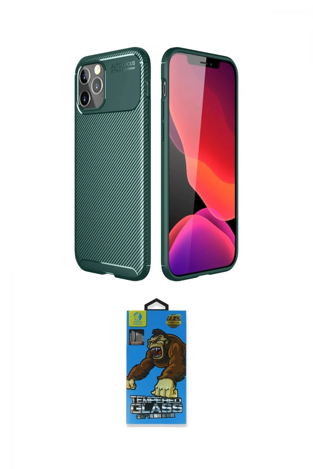ieg™ iPhone 11 Pro Max Kılıf Eksen Form Prime - Siyah 18D Cam Ekran Koruyucu