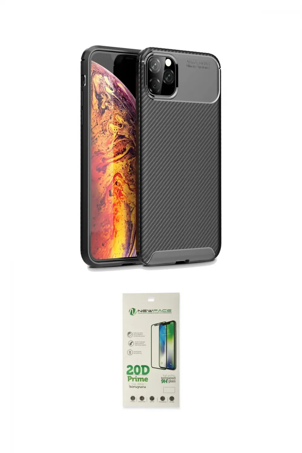 ieg™ iPhone 11 Pro Max Kılıf Eksen Form Prime - Siyah 20D Premium Cam Ekran Koruyucu