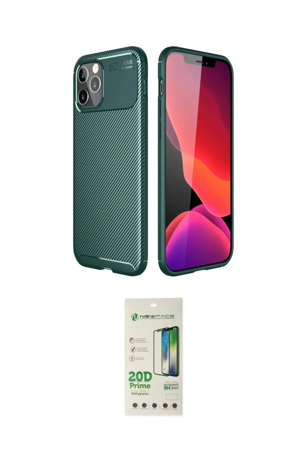 ieg™ iPhone 11 Pro Max Kılıf Eksen Form Prime - Siyah 20D Premium Cam Ekran Koruyucu