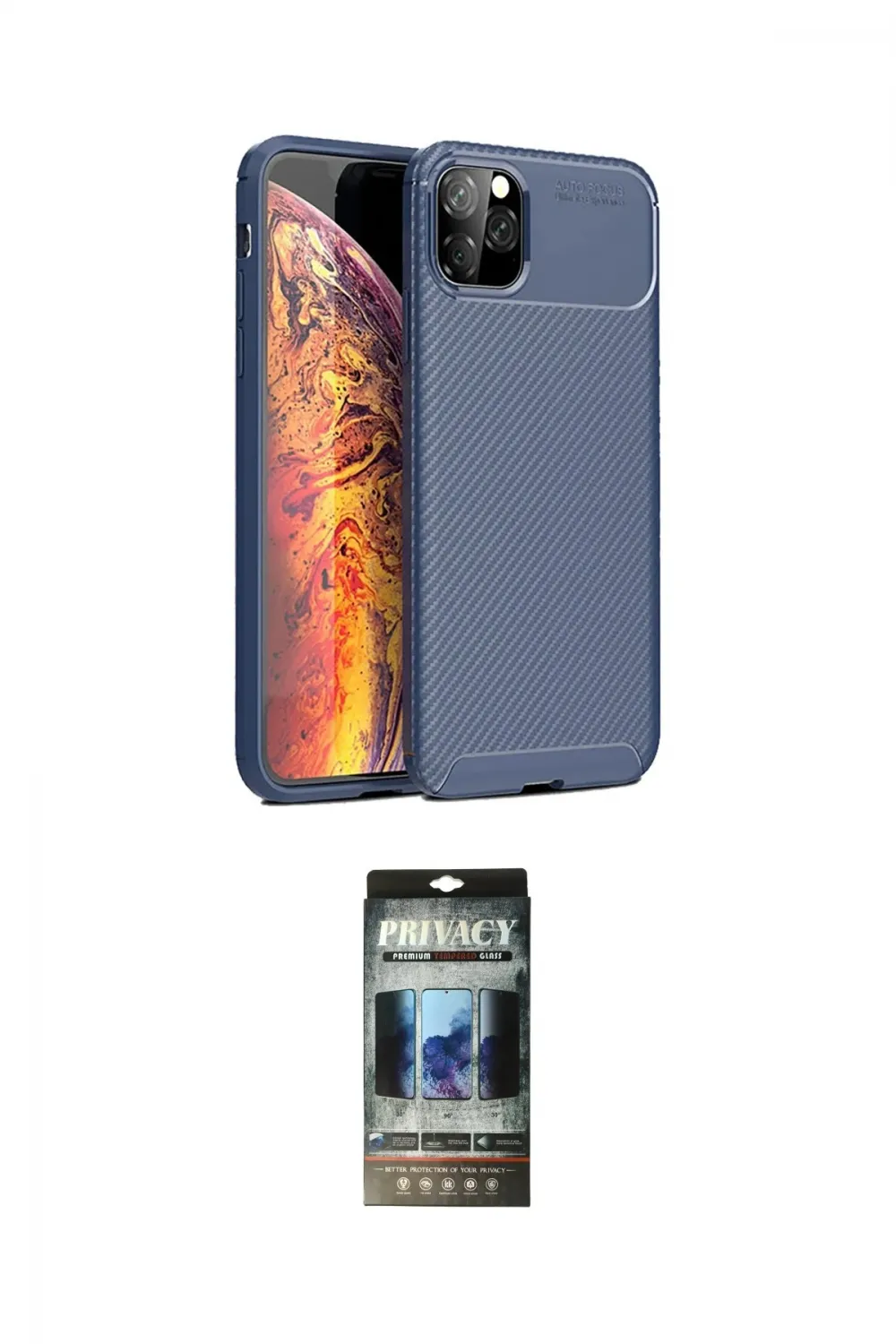 ieg™ iPhone 11 Pro Max Kılıf Eksen Form Prime - Siyah 34D Hayalet Izgaralı Cam