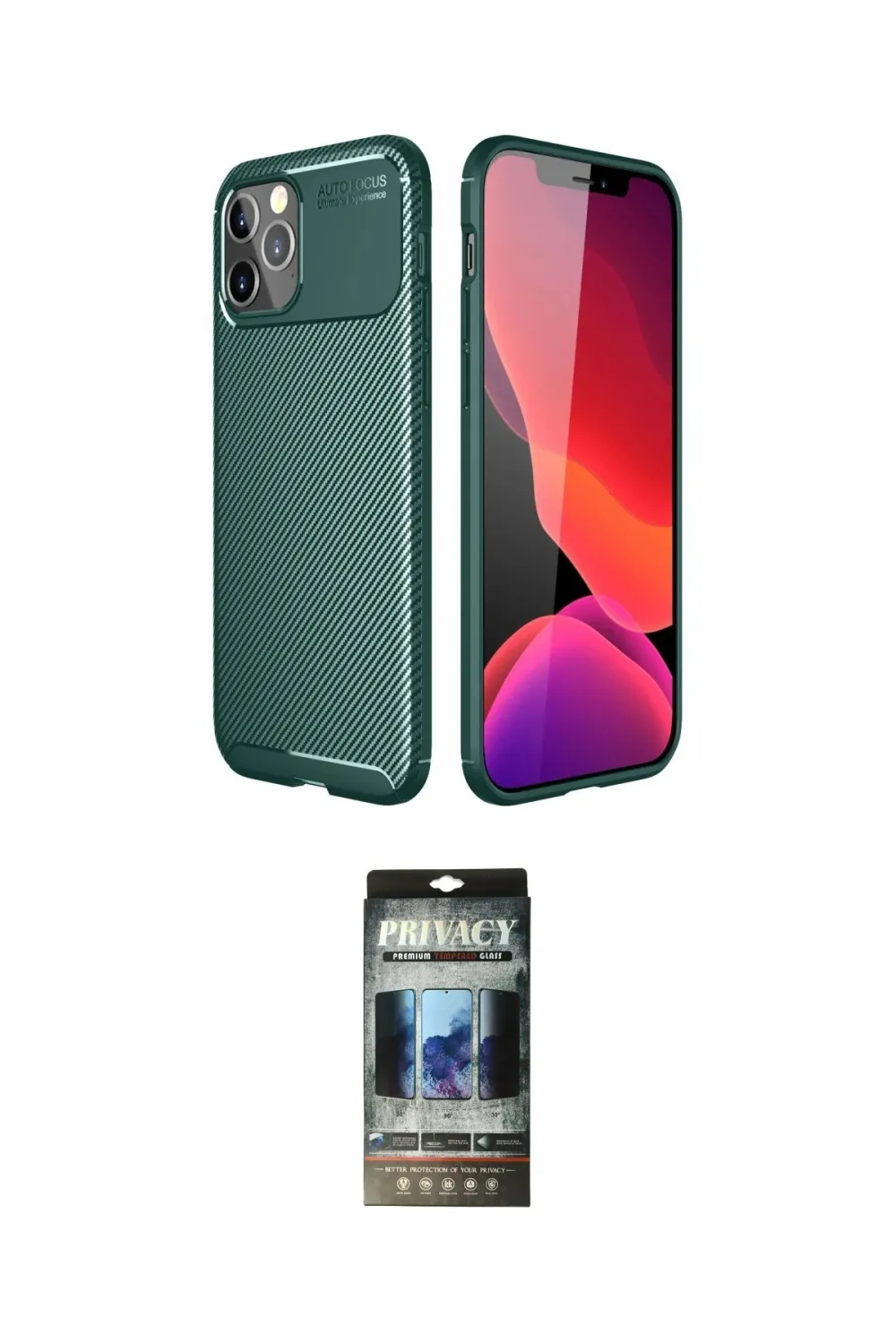 ieg™ iPhone 11 Pro Max Kılıf Eksen Form Prime - Siyah 34D Hayalet Izgaralı Cam