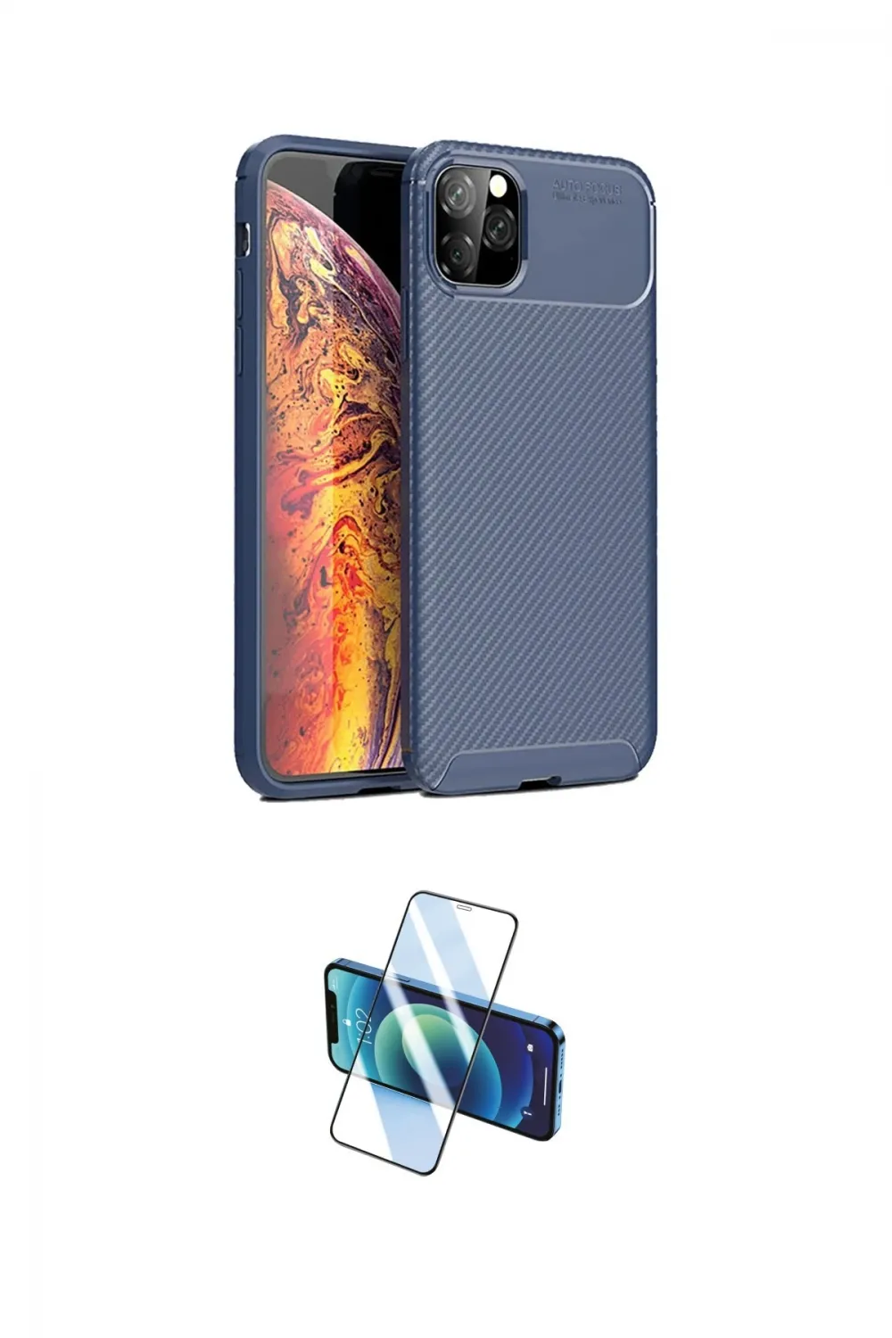 ieg™ iPhone 11 Pro Max Kılıf Eksen Form Prime - Siyah 3D Antistatik Cam Ekran Koruyucu
