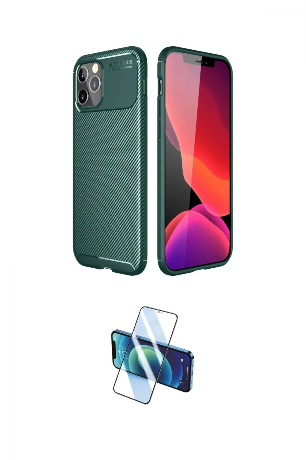 ieg™ iPhone 11 Pro Max Kılıf Eksen Form Prime - Siyah 3D Antistatik Seramik Nano Ekran Koruyucu