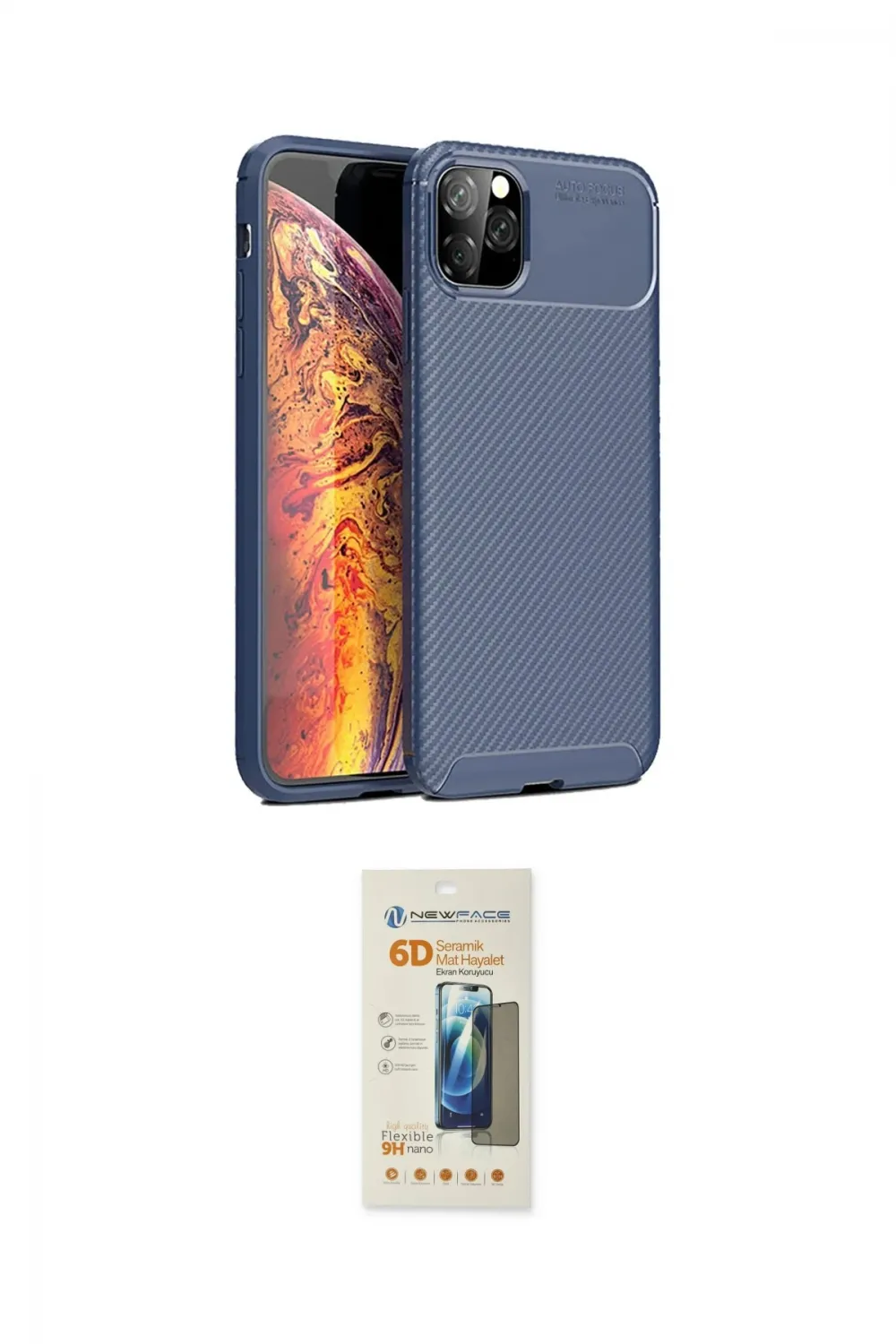 ieg™ iPhone 11 Pro Max Kılıf Eksen Form Prime - Siyah 6D Mat Seramik Hayalet Nano Ekran Koruyucu