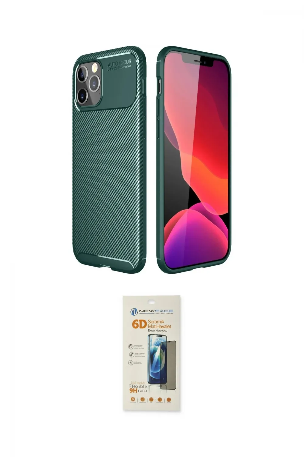 ieg™ iPhone 11 Pro Max Kılıf Eksen Form Prime - Siyah 6D Mat Seramik Hayalet Nano Ekran Koruyucu