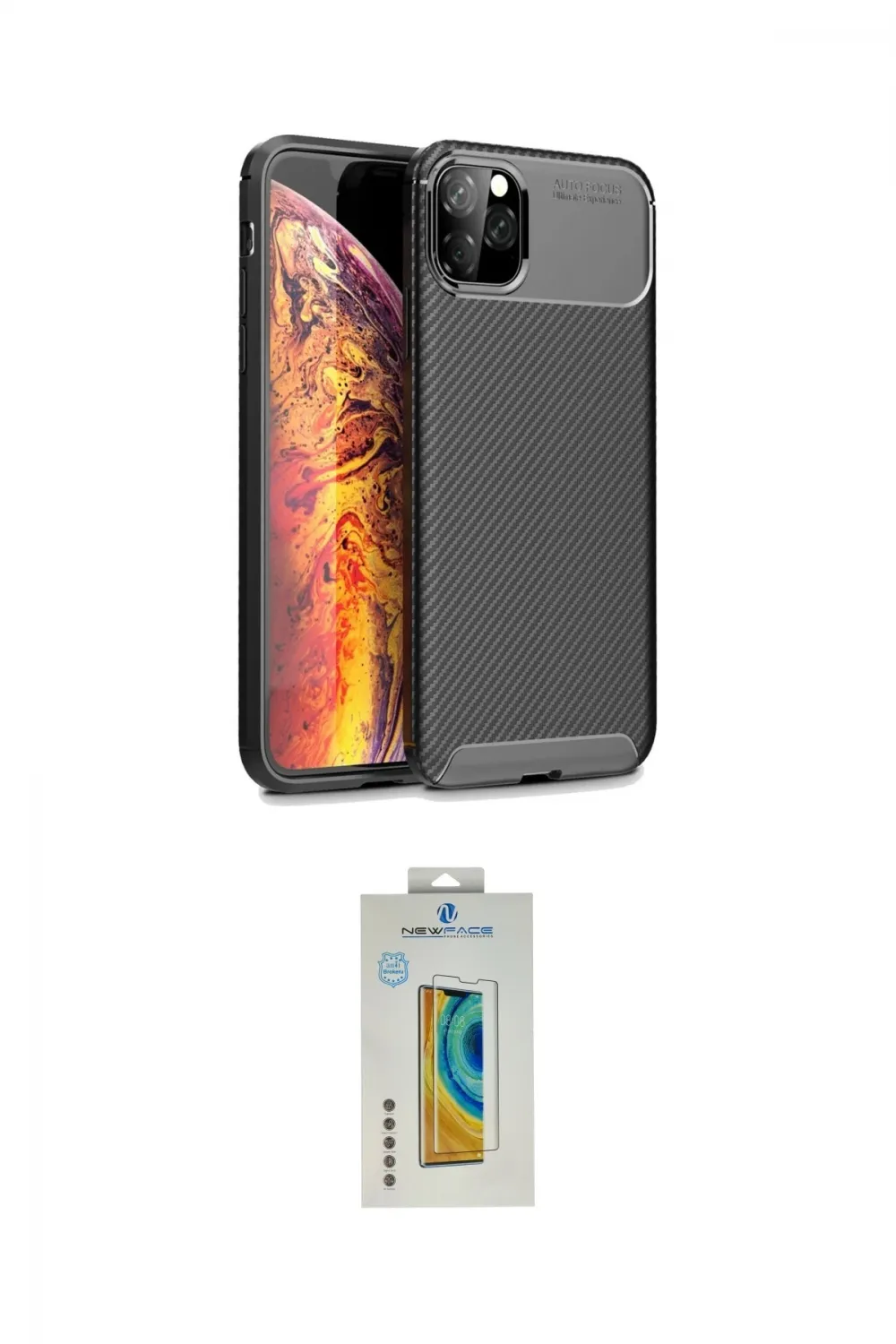 ieg™ iPhone 11 Pro Max Kılıf Eksen Form Prime - Siyah Polymer Nano Ekran Koruyucu