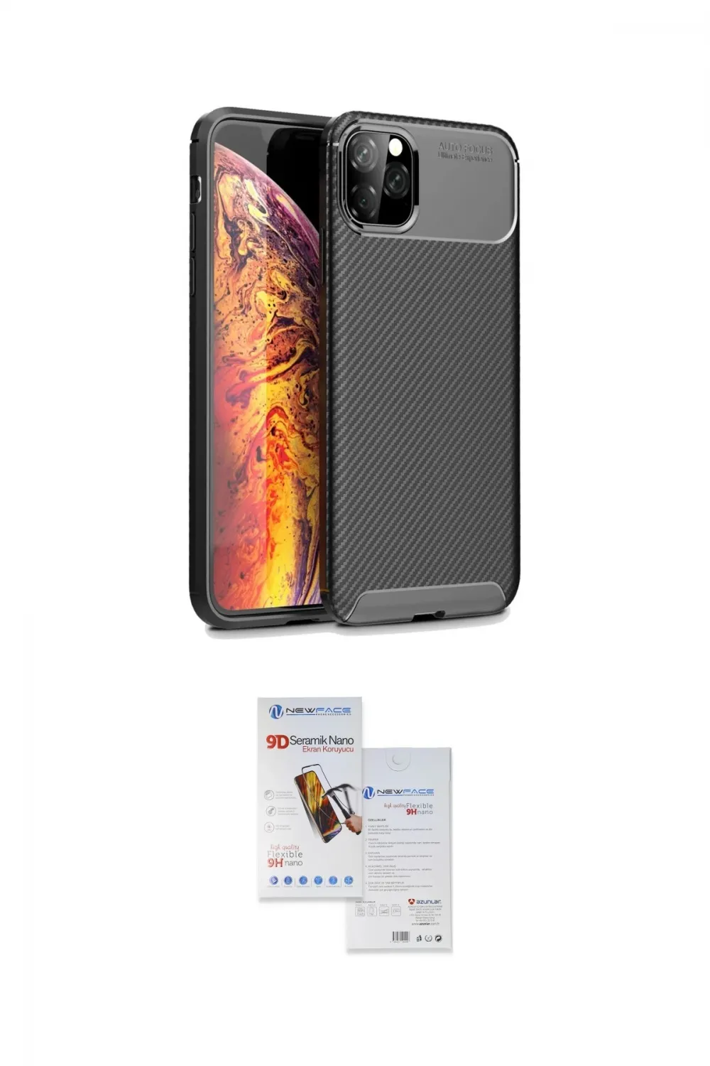 ieg™ iPhone 11 Pro Max Kılıf Eksen Form Prime - Siyah Seramik Nano Ekran Koruyucu