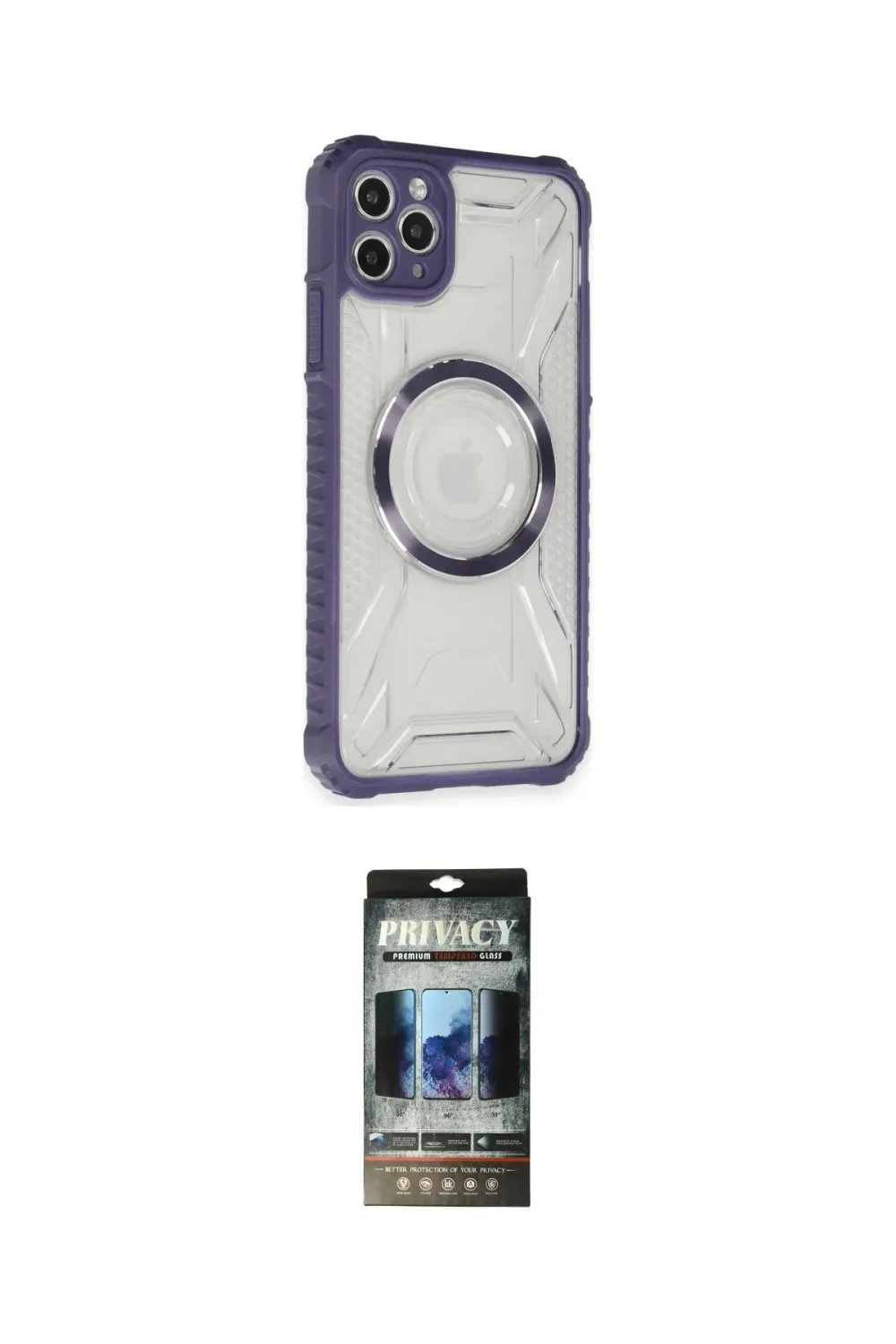 ieg™ iPhone 11 Pro Max Kılıf Kutup Modern - Siyah 34D Hayalet Izgaralı Cam
