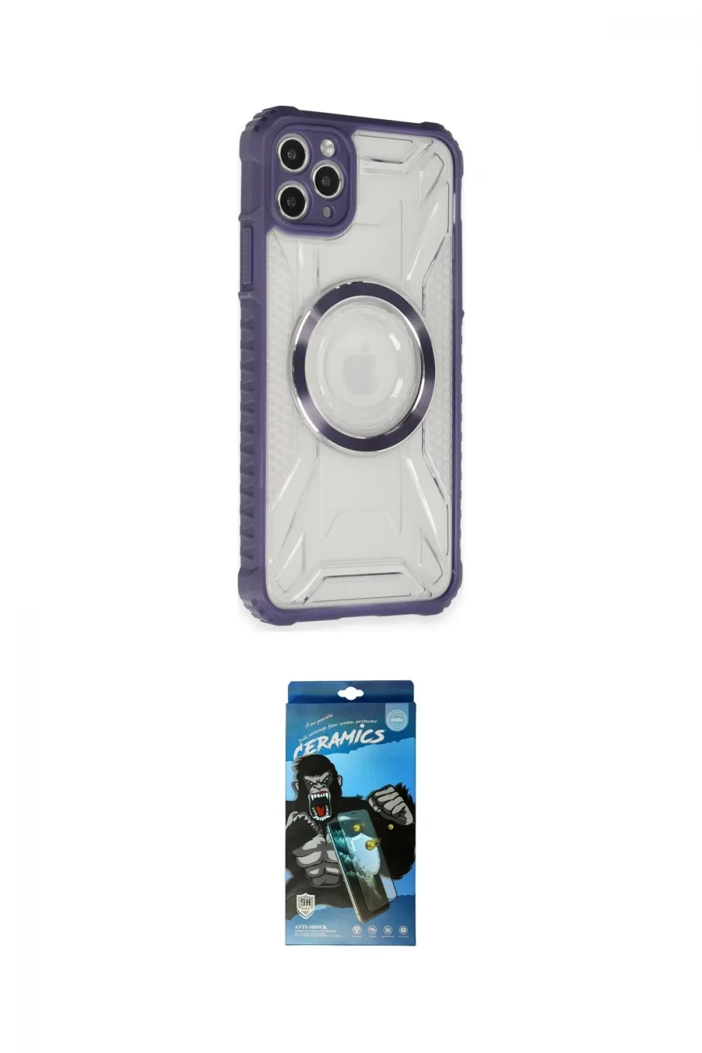 ieg™ iPhone 11 Pro Max Kılıf Kutup Modern - Siyah 34D Izgaralı Cam