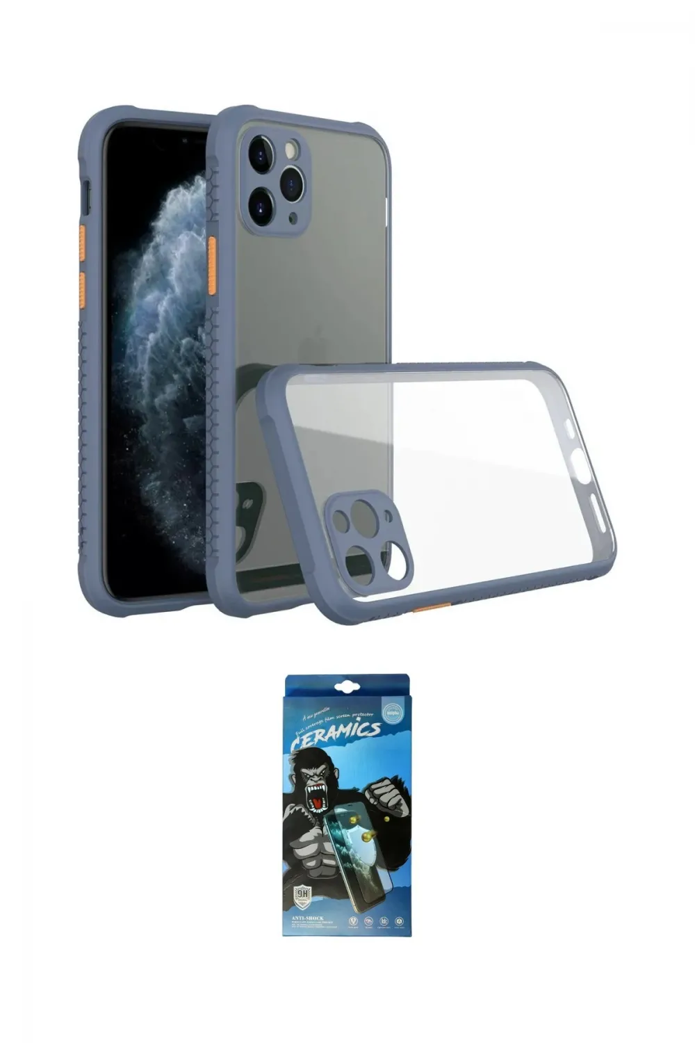 ieg™ iPhone 11 Pro Max Kılıf Nova Asil Özel Seri - Siyah 34D Izgaralı Cam