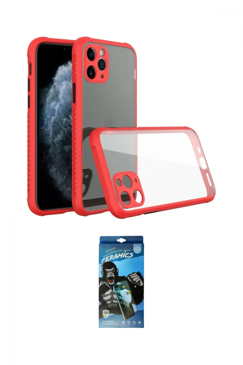 ieg™ iPhone 11 Pro Max Kılıf Nova Asil Özel Seri - Siyah 34D Izgaralı Cam