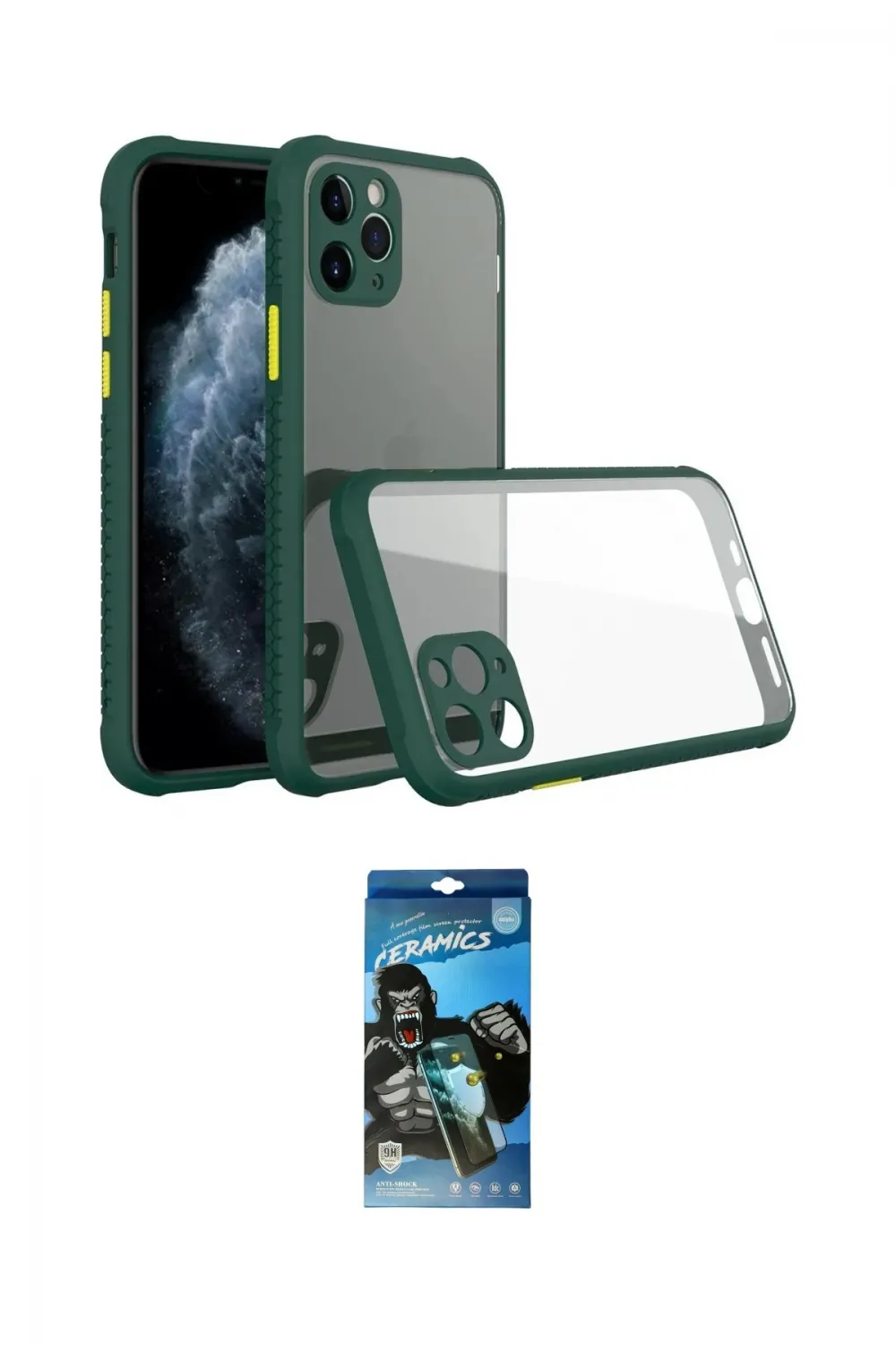 ieg™ iPhone 11 Pro Max Kılıf Nova Asil Özel Seri - Siyah 34D Izgaralı Cam