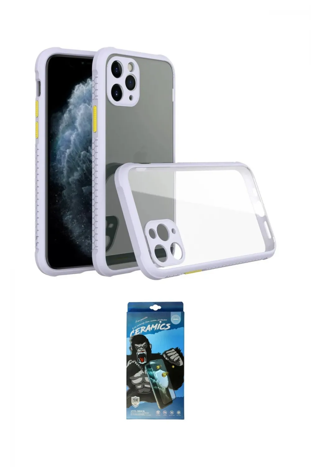 ieg™ iPhone 11 Pro Max Kılıf Nova Asil Özel Seri - Siyah 34D Izgaralı Cam