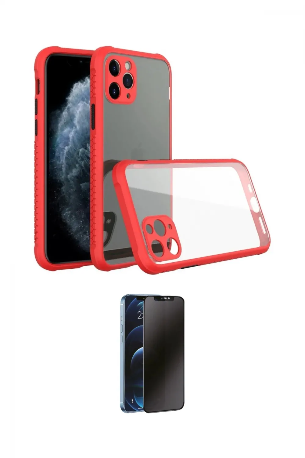 ieg™ iPhone 11 Pro Max Kılıf Nova Asil Özel Seri - Siyah 3D Antistatik Hayalet Cam Ekran Koruyucu
