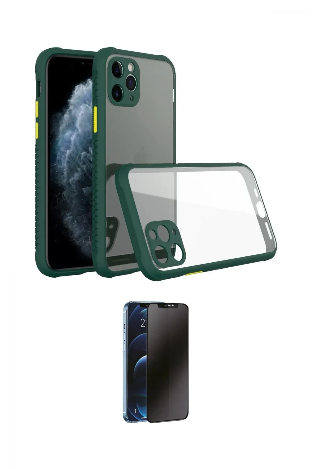 ieg™ iPhone 11 Pro Max Kılıf Nova Asil Özel Seri - Siyah 3D Antistatik Hayalet Cam Ekran Koruyucu