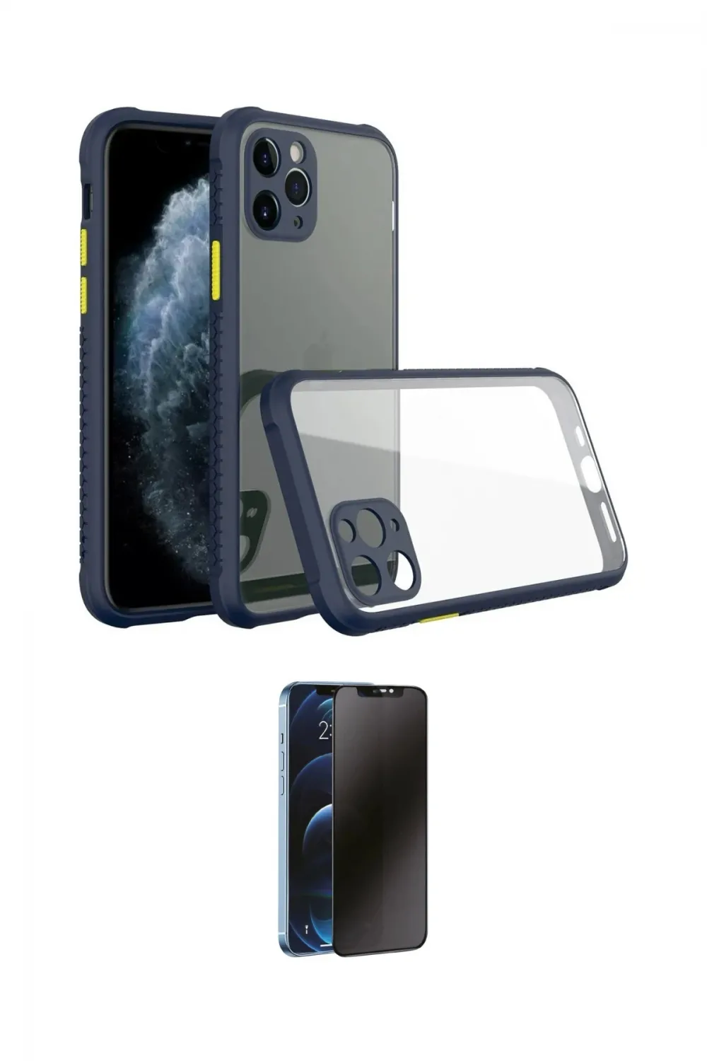 ieg™ iPhone 11 Pro Max Kılıf Nova Asil Özel Seri - Siyah 3D Antistatik Hayalet Cam Ekran Koruyucu