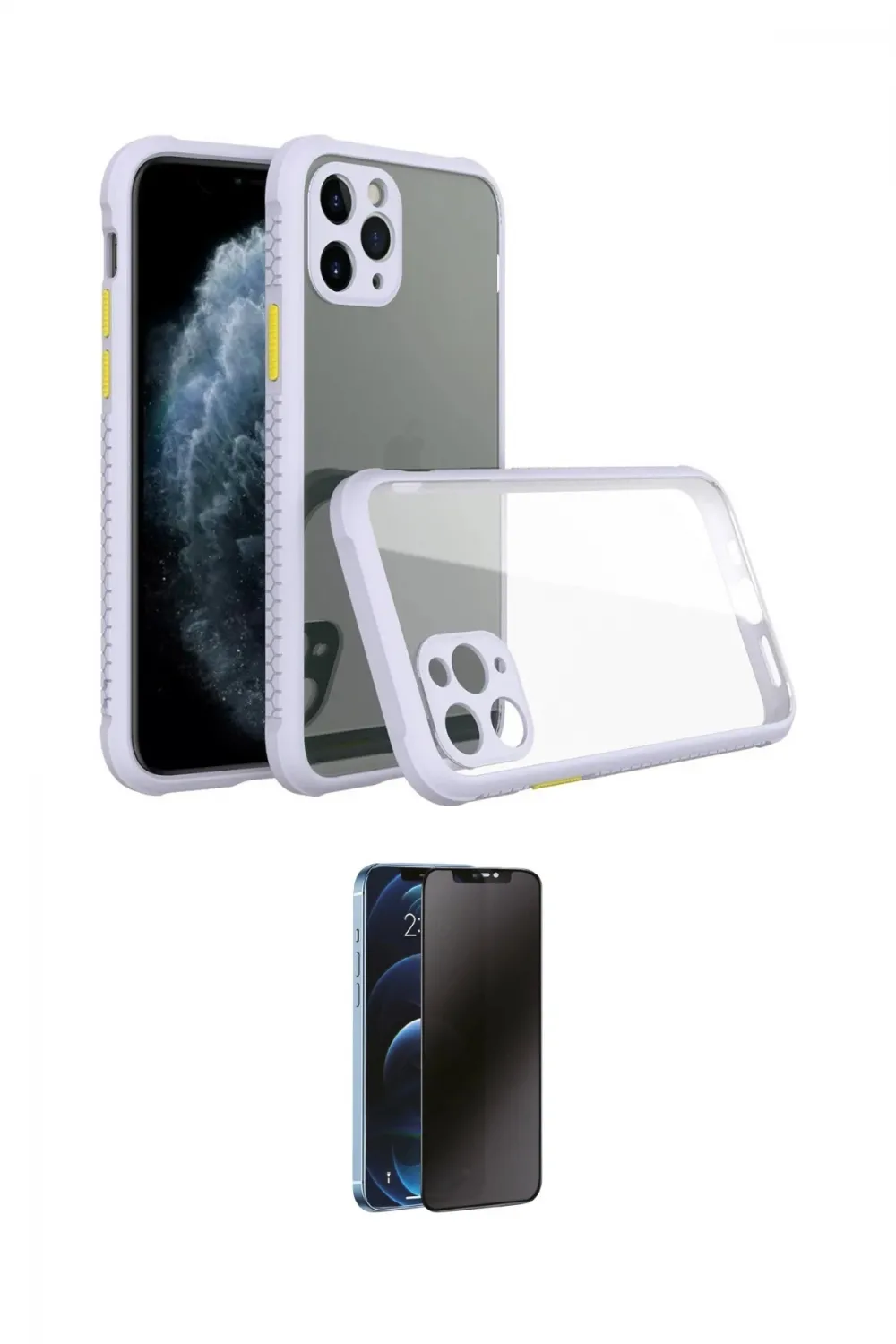 ieg™ iPhone 11 Pro Max Kılıf Nova Asil Özel Seri - Siyah 3D Antistatik Hayalet Cam Ekran Koruyucu