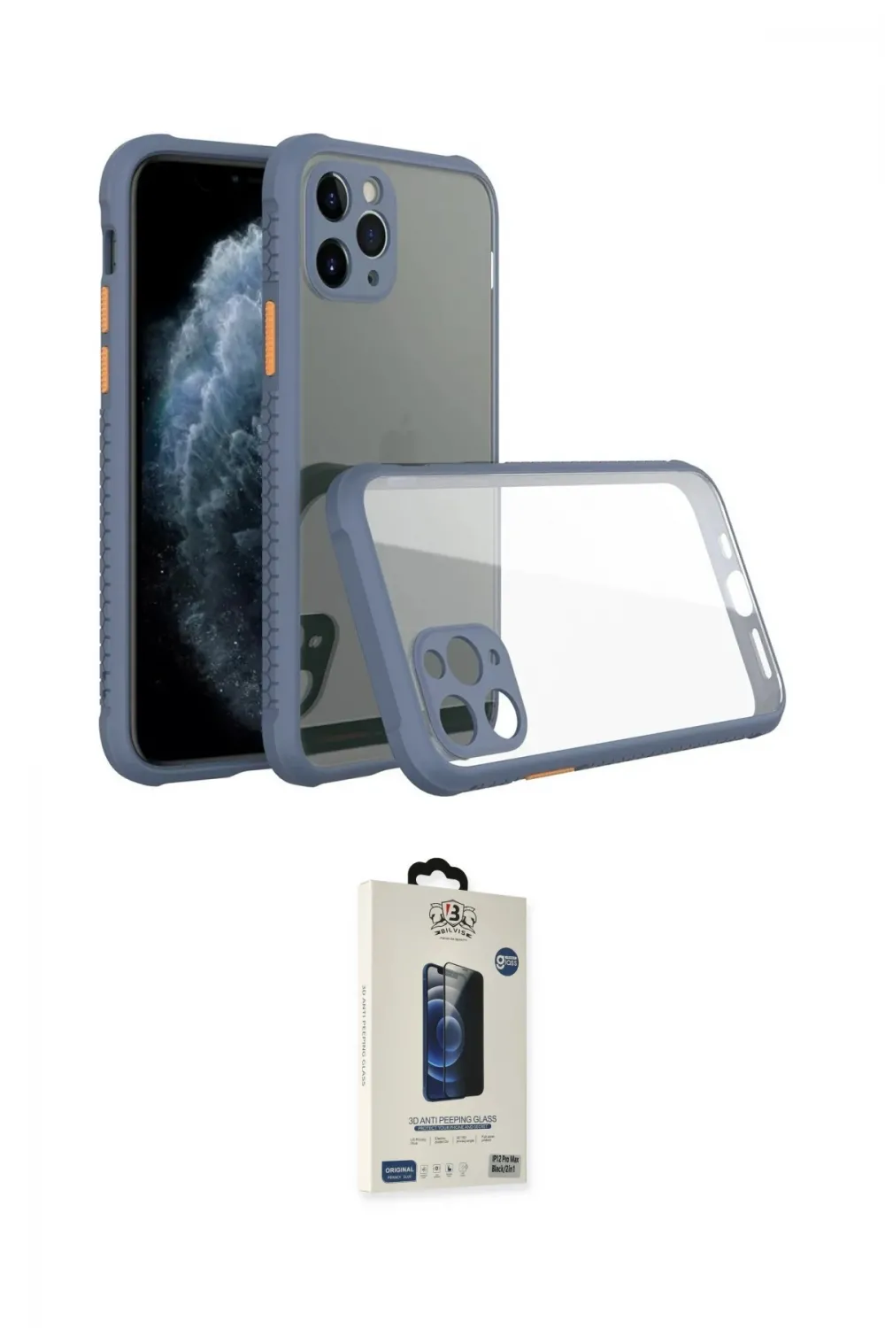 ieg™ iPhone 11 Pro Max Kılıf Nova Asil Özel Seri - Siyah Bilvis Hayalet Cam Ekran Koruyucu
