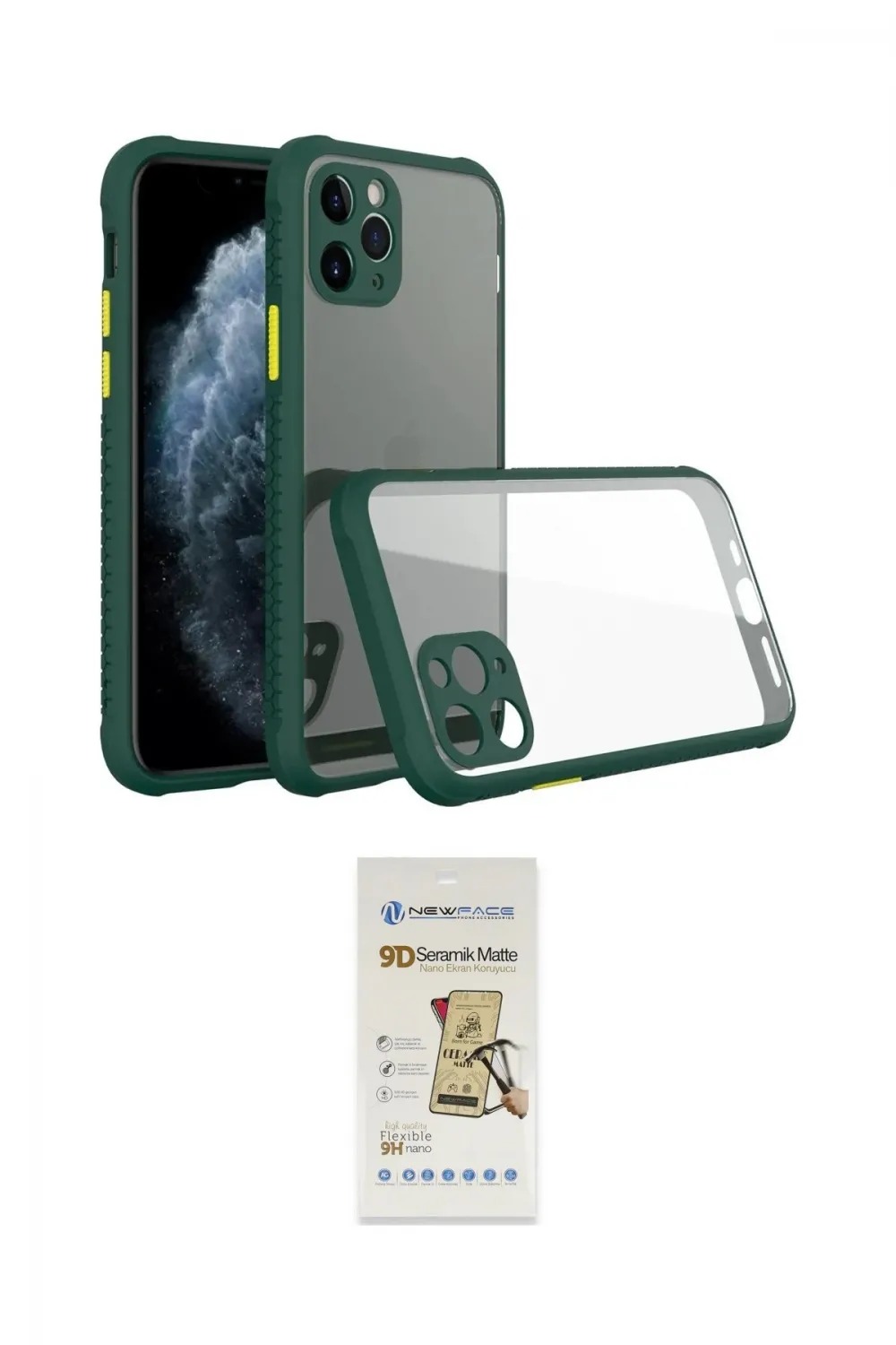 ieg™ iPhone 11 Pro Max Kılıf Nova Asil Özel Seri - Siyah Mat Seramik Nano Ekran Koruyucu