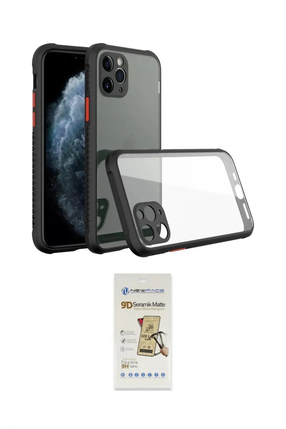 ieg™ iPhone 11 Pro Max Kılıf Nova Asil Özel Seri - Siyah Mat Seramik Nano Ekran Koruyucu