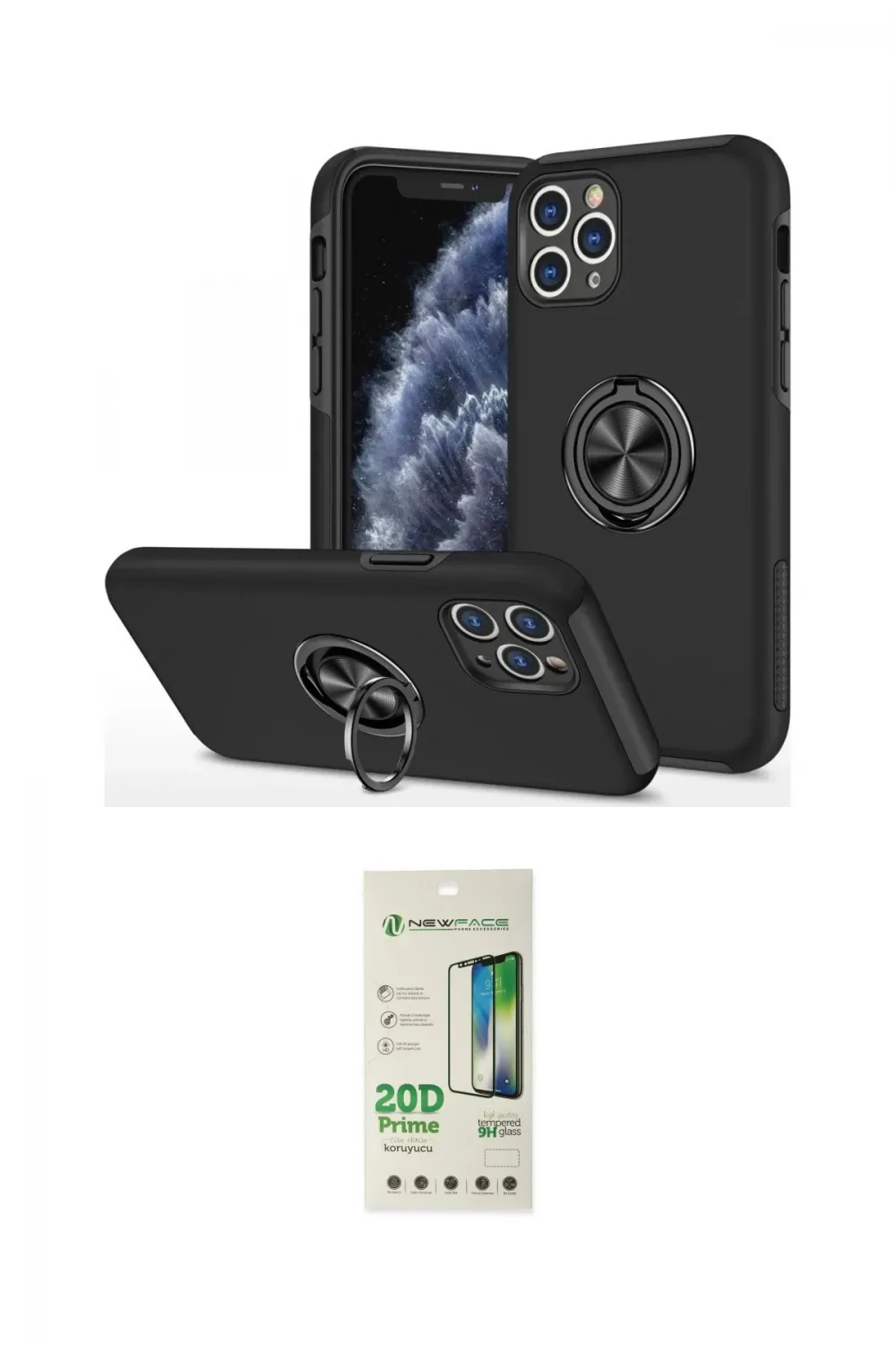 ieg™ iPhone 11 Pro Max Kılıf Odak Form Prime - Siyah 20D Premium Cam Ekran Koruyucu