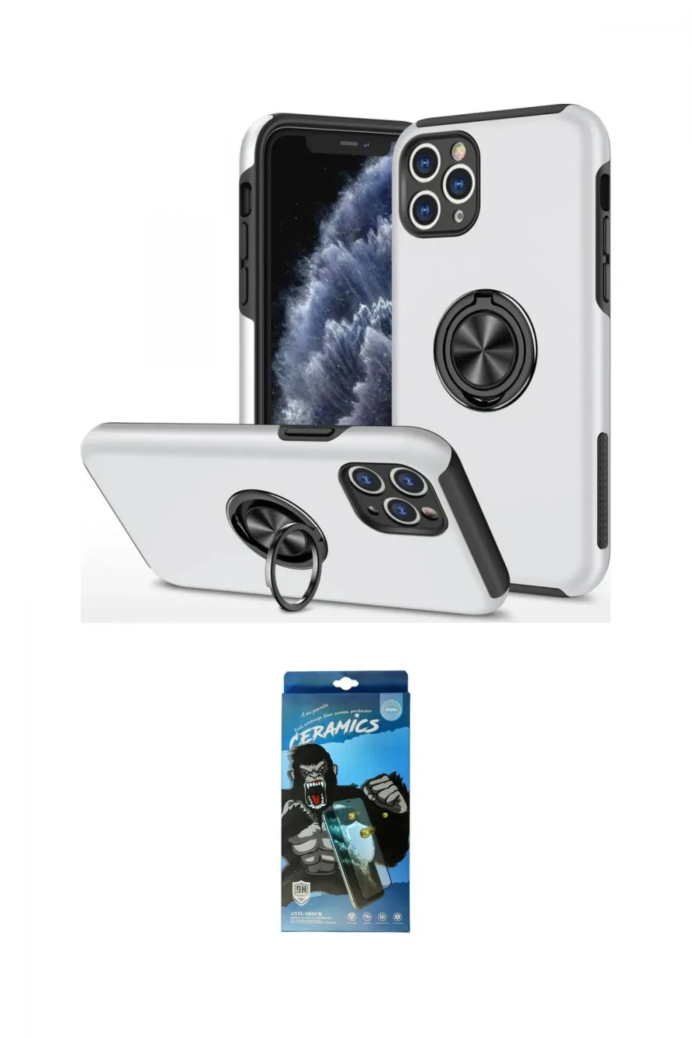 ieg™ iPhone 11 Pro Max Kılıf Odak Form Prime - Siyah 34D Izgaralı Cam