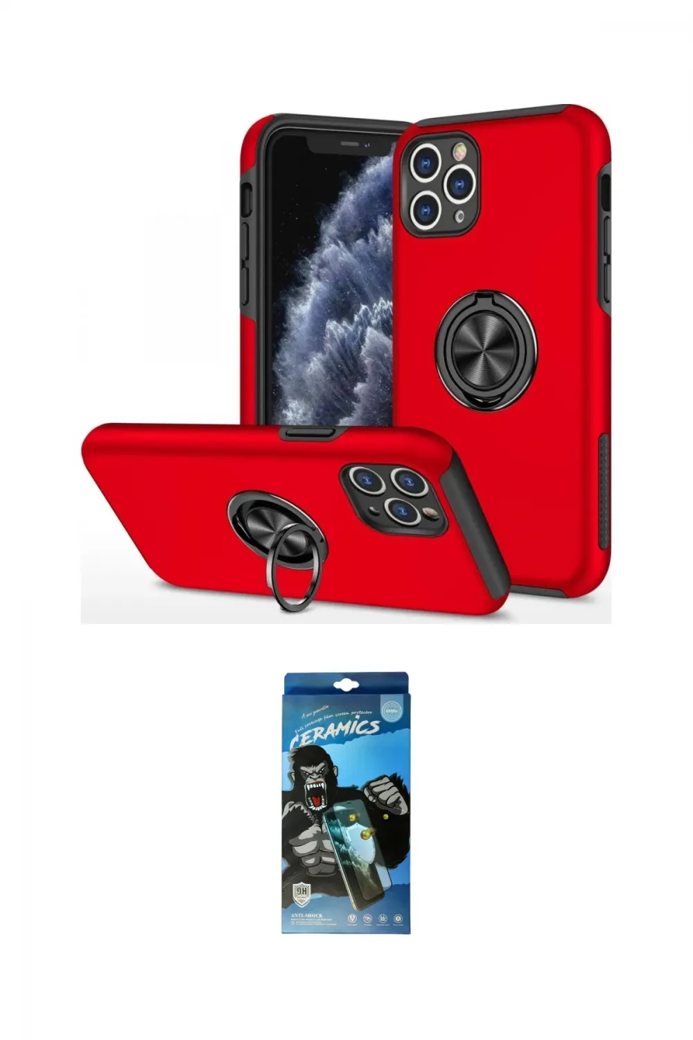 ieg™ iPhone 11 Pro Max Kılıf Odak Form Prime - Siyah 34D Izgaralı Cam