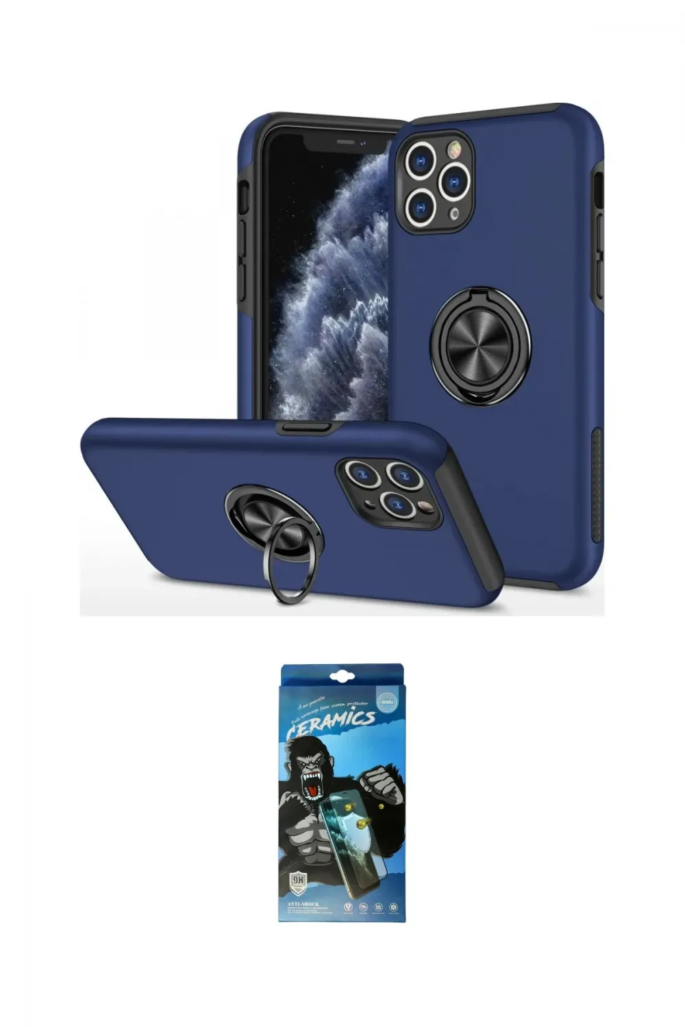 ieg™ iPhone 11 Pro Max Kılıf Odak Form Prime - Siyah 34D Izgaralı Cam