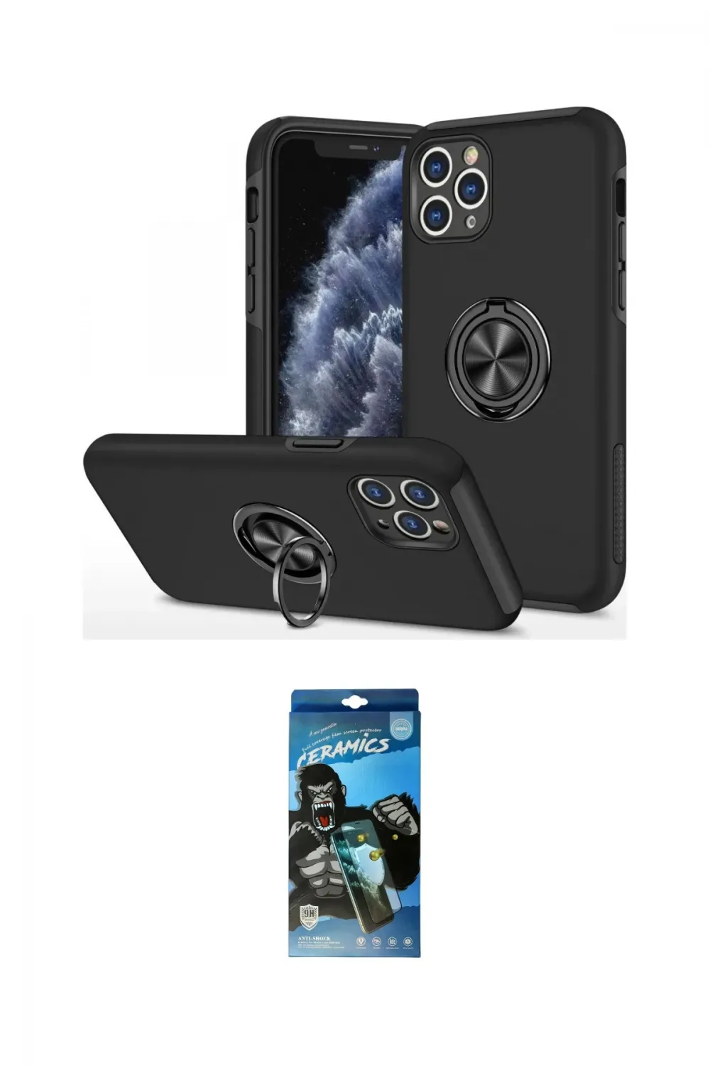 ieg™ iPhone 11 Pro Max Kılıf Odak Form Prime - Siyah 34D Izgaralı Cam