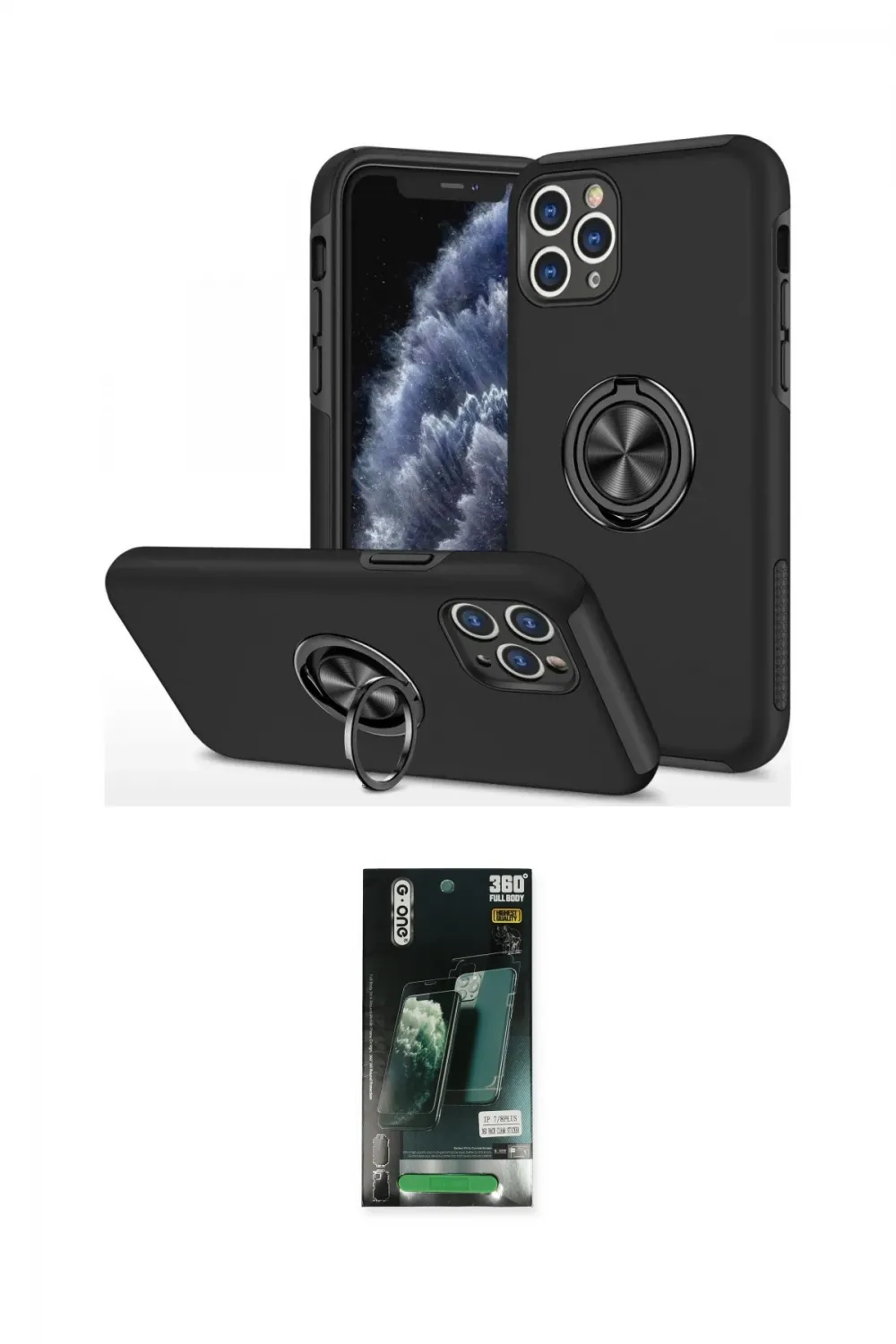 ieg™ iPhone 11 Pro Max Kılıf Odak Form Prime - Siyah 360 Mat Full Body Arka Koruyucu