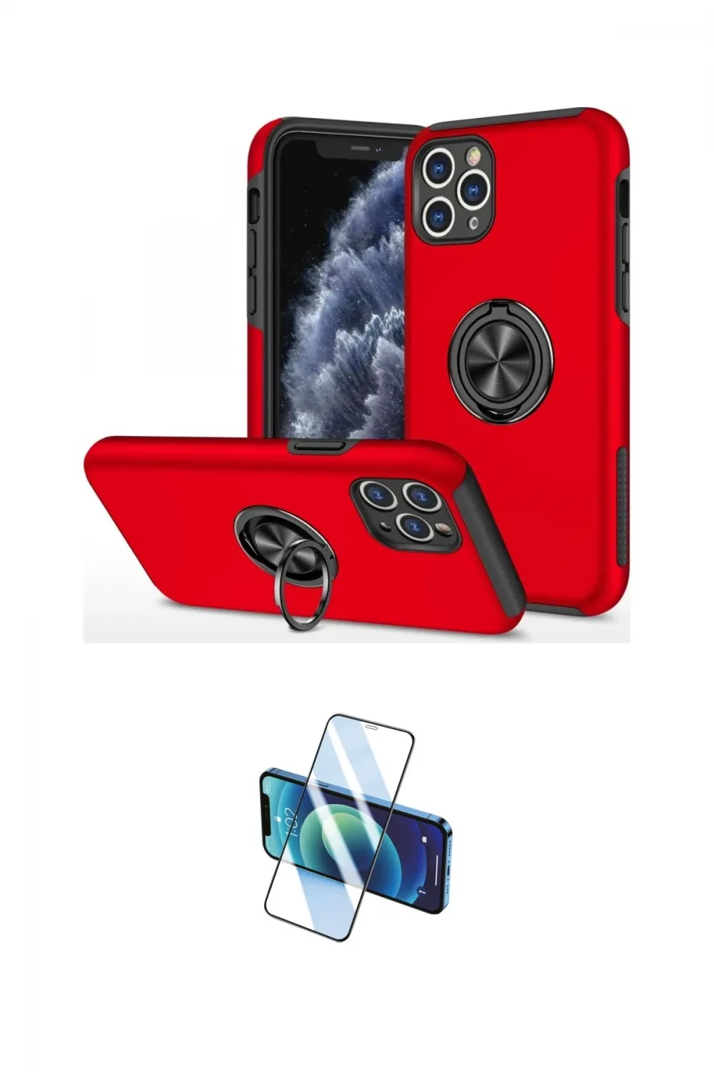 ieg™ iPhone 11 Pro Max Kılıf Odak Form Prime - Siyah 3D Antistatik Cam Ekran Koruyucu