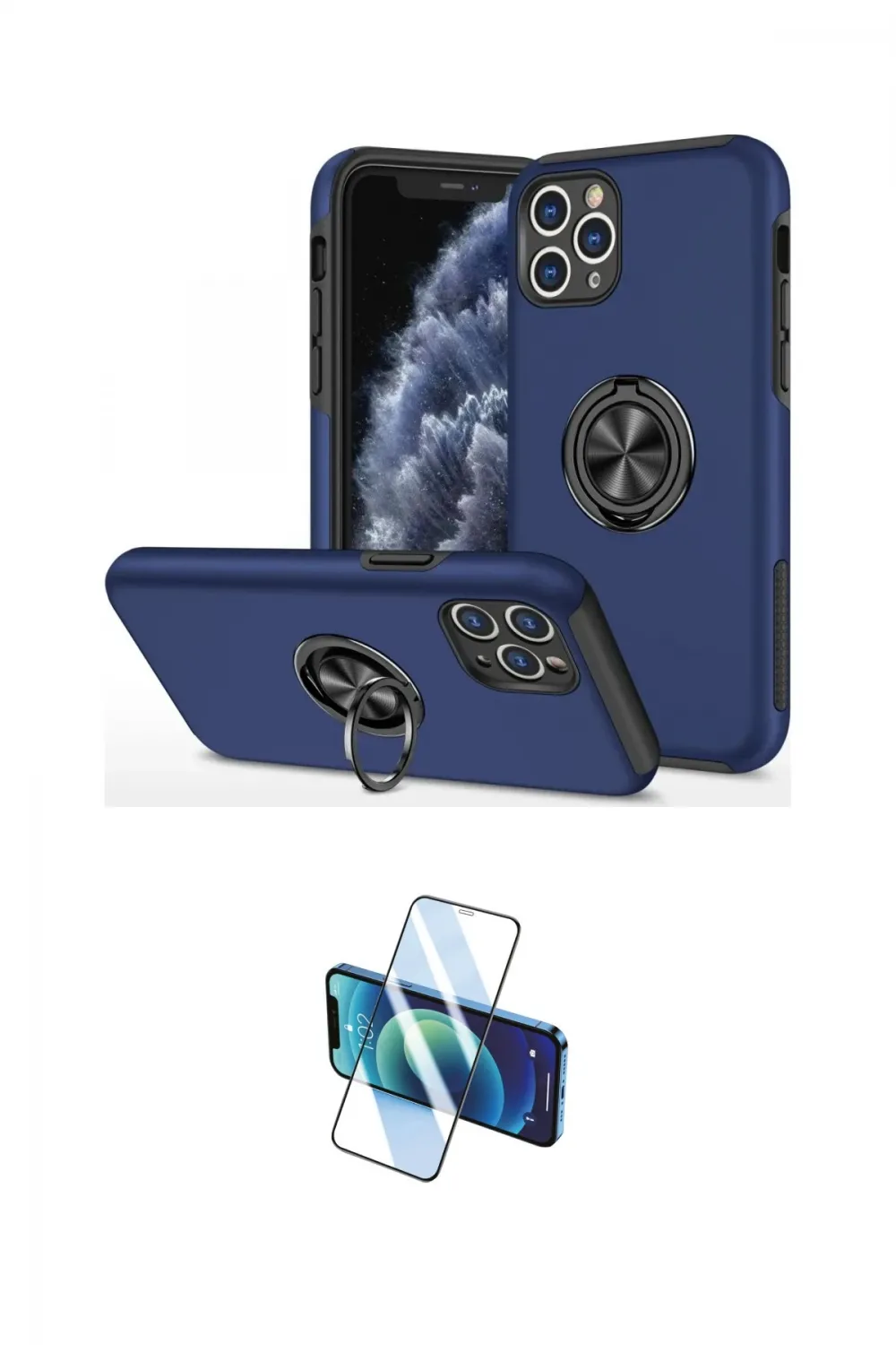 ieg™ iPhone 11 Pro Max Kılıf Odak Form Prime - Siyah 3D Antistatik Cam Ekran Koruyucu