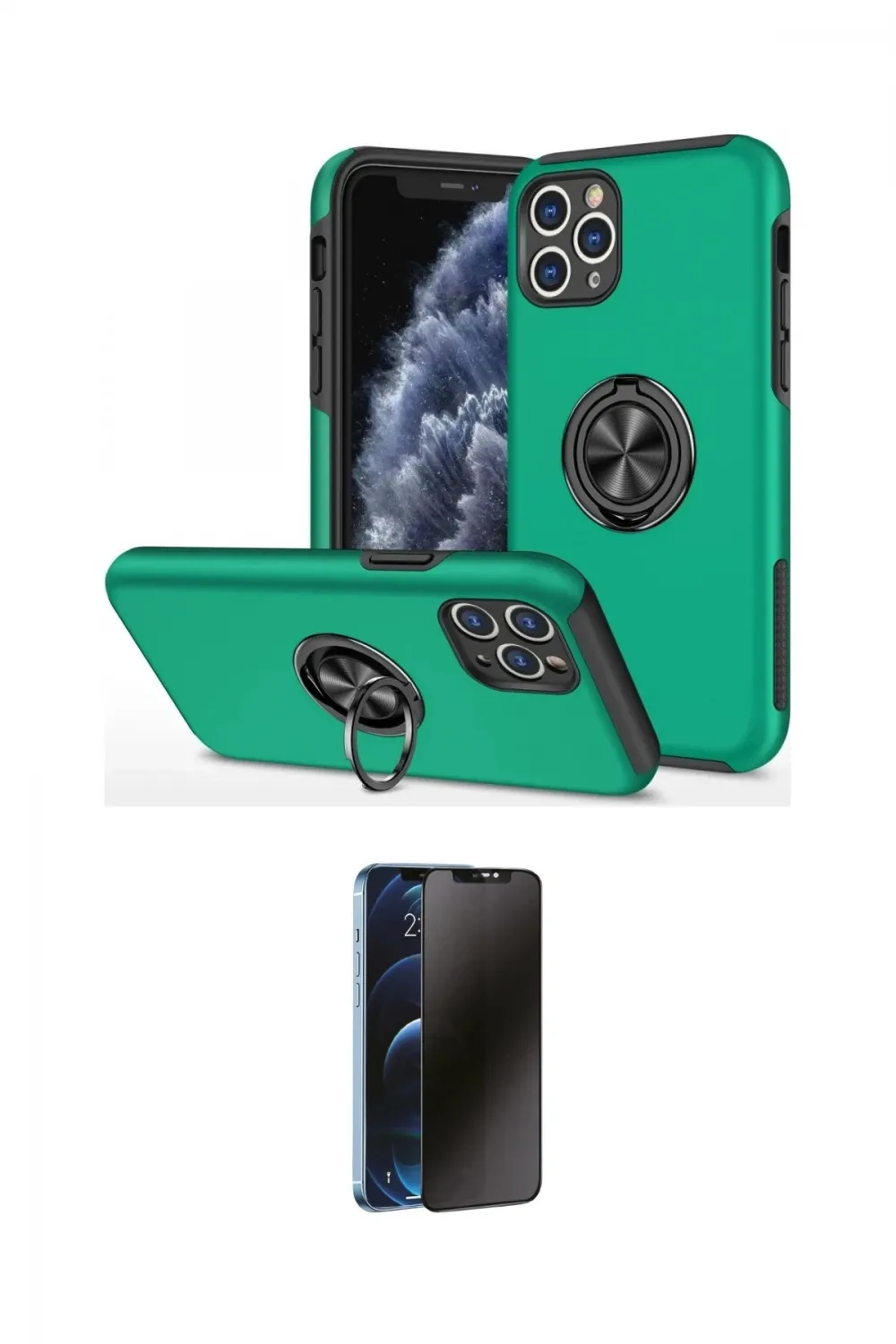 ieg™ iPhone 11 Pro Max Kılıf Odak Form Prime - Siyah 3D Antistatik Hayalet Cam Ekran Koruyucu
